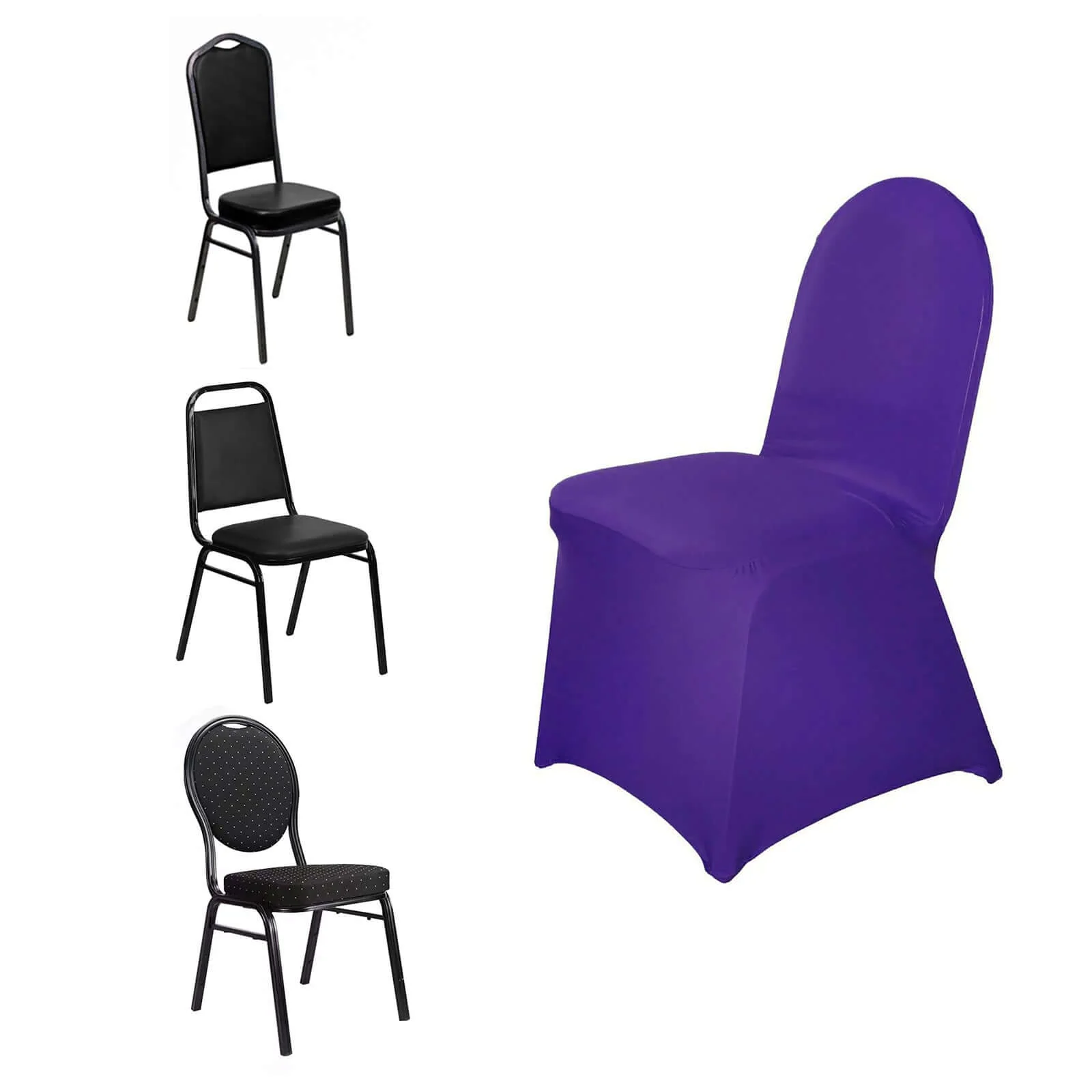 Spandex Stretch Fitted Banquet Chair Cover 160GSM Purple - Durable Slip-On Slipcover - Image 6