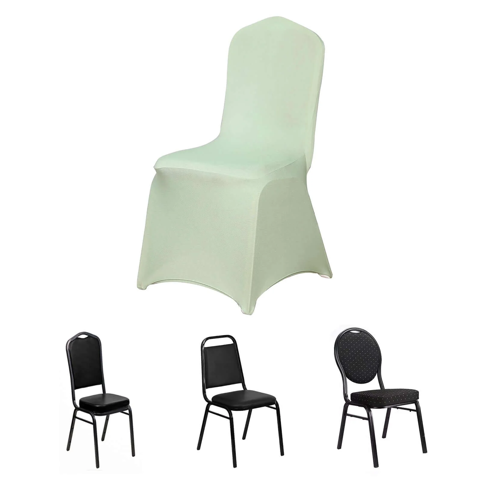 Spandex Stretch Fitted Banquet Chair Cover 160GSM Sage Green - Durable Slip-On Slipcover