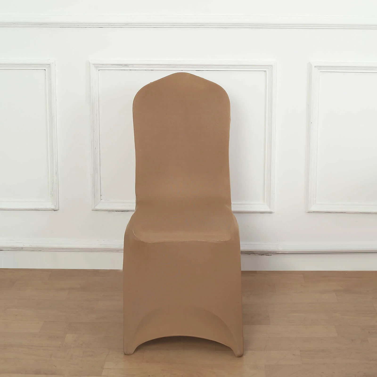 Spandex Stretch Fitted Banquet Chair Cover 160GSM Taupe - Durable Slip-On Slipcover - Image 2