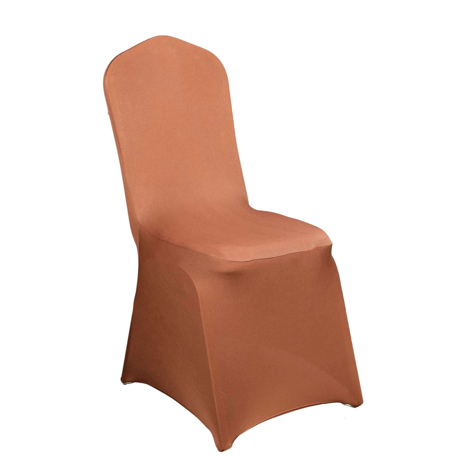 Spandex Stretch Fitted Banquet Chair Cover 160GSM Terracotta (Rust) - Durable Slip-On Slipcover - Image 7