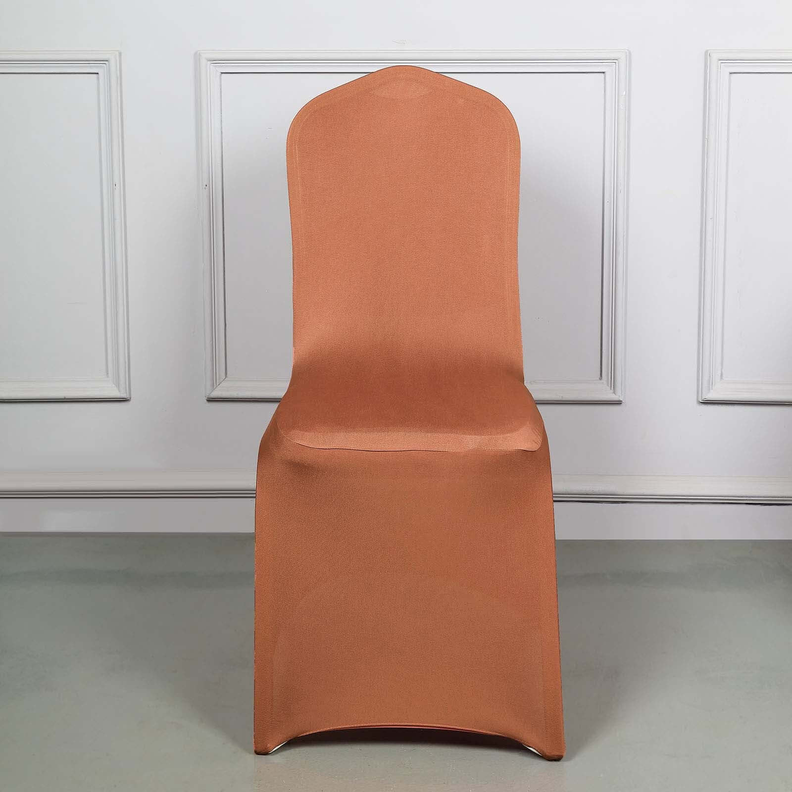Spandex Stretch Fitted Banquet Chair Cover 160GSM Terracotta (Rust) - Durable Slip-On Slipcover - Image 8