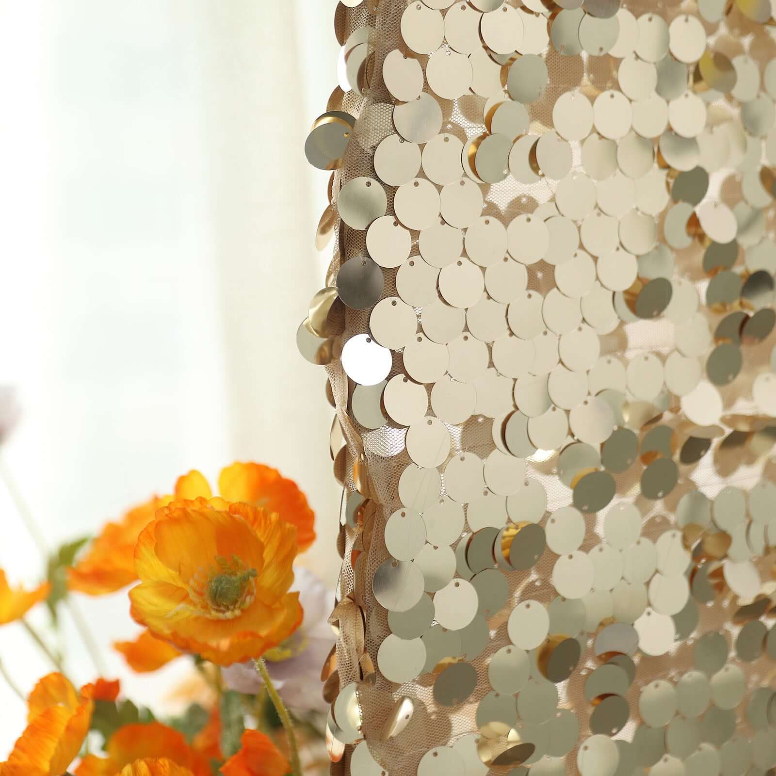 Sparkly Champagne Double Sided Big Payette Sequin Fitted Wedding Arch Cover For Round Top Chiara Backdrop Stand 7ft - Image 11