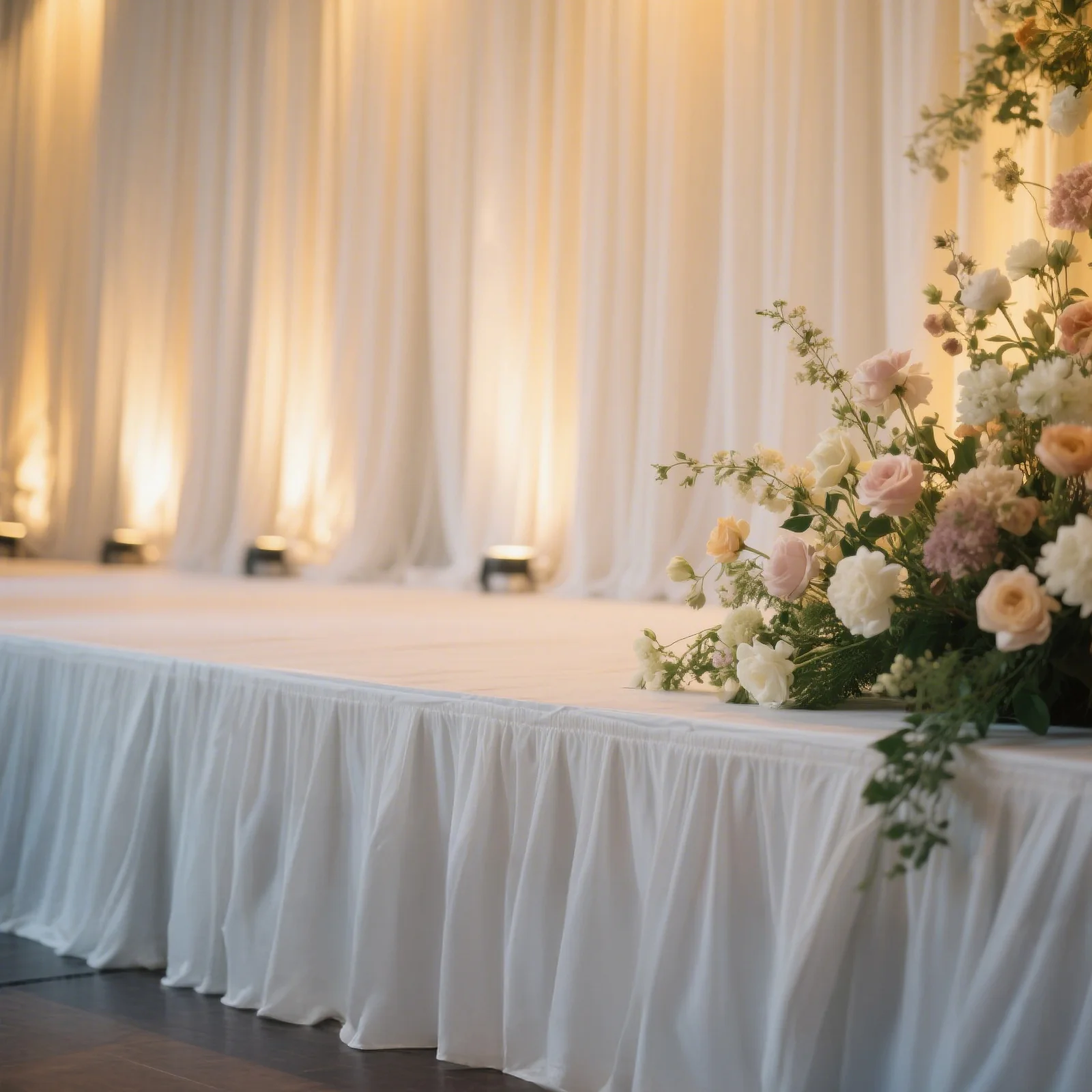 Portable Stage Skirting Polyester Shirred Pleat Stage Cover for Wedding Platform White - 36"x20ft - Image 2