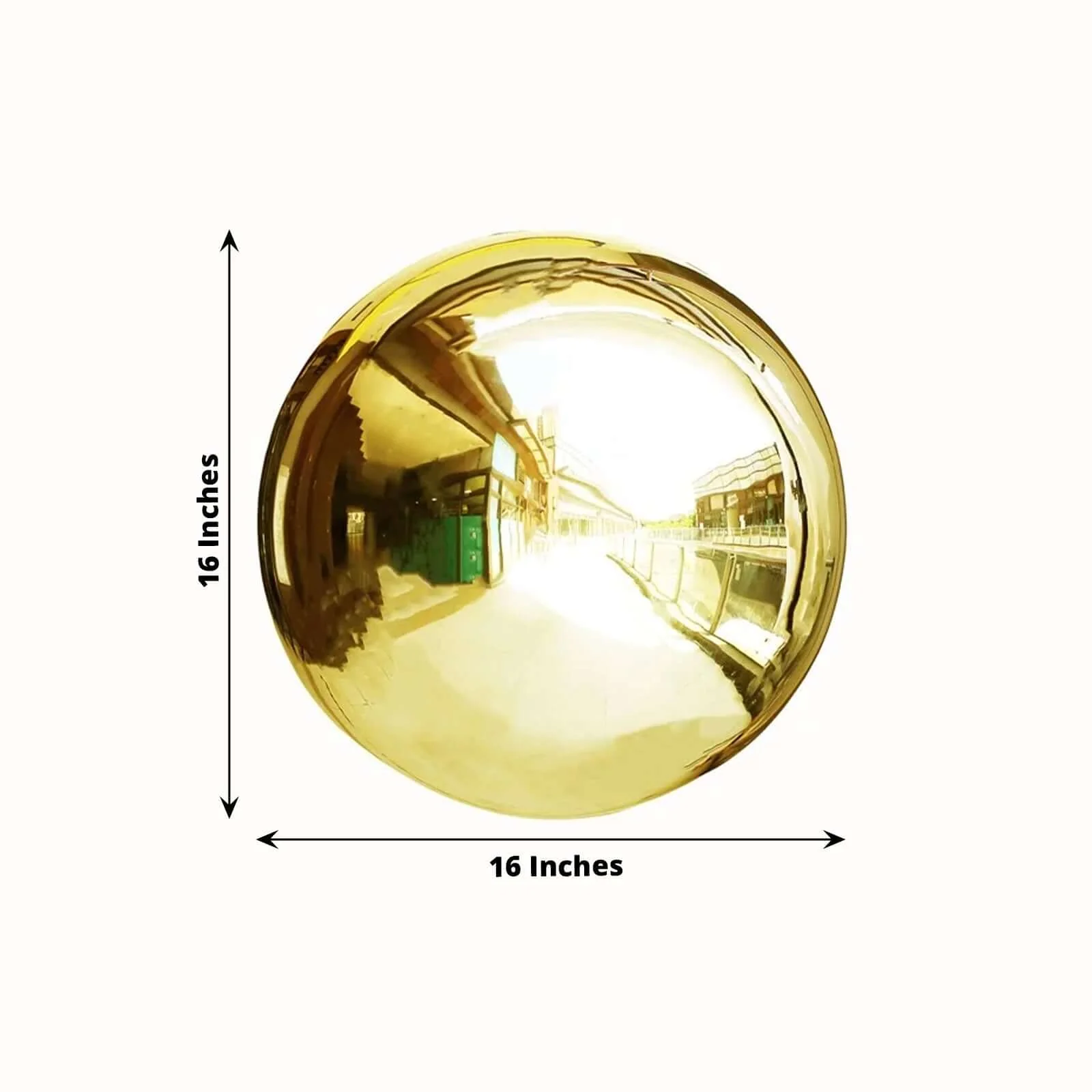Stainless Steel Gazing Globe Mirror Ball 16" Reflective Shiny Hollow Sphere Gold - Outdoor Garden Decoration - Image 3