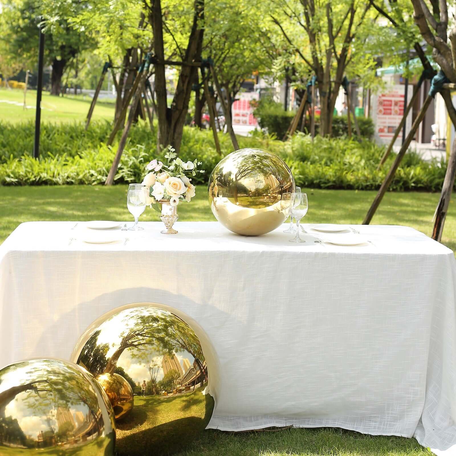 Stainless Steel Gazing Globe Mirror Ball 16" Reflective Shiny Hollow Sphere Gold - Outdoor Garden Decoration - Image 5