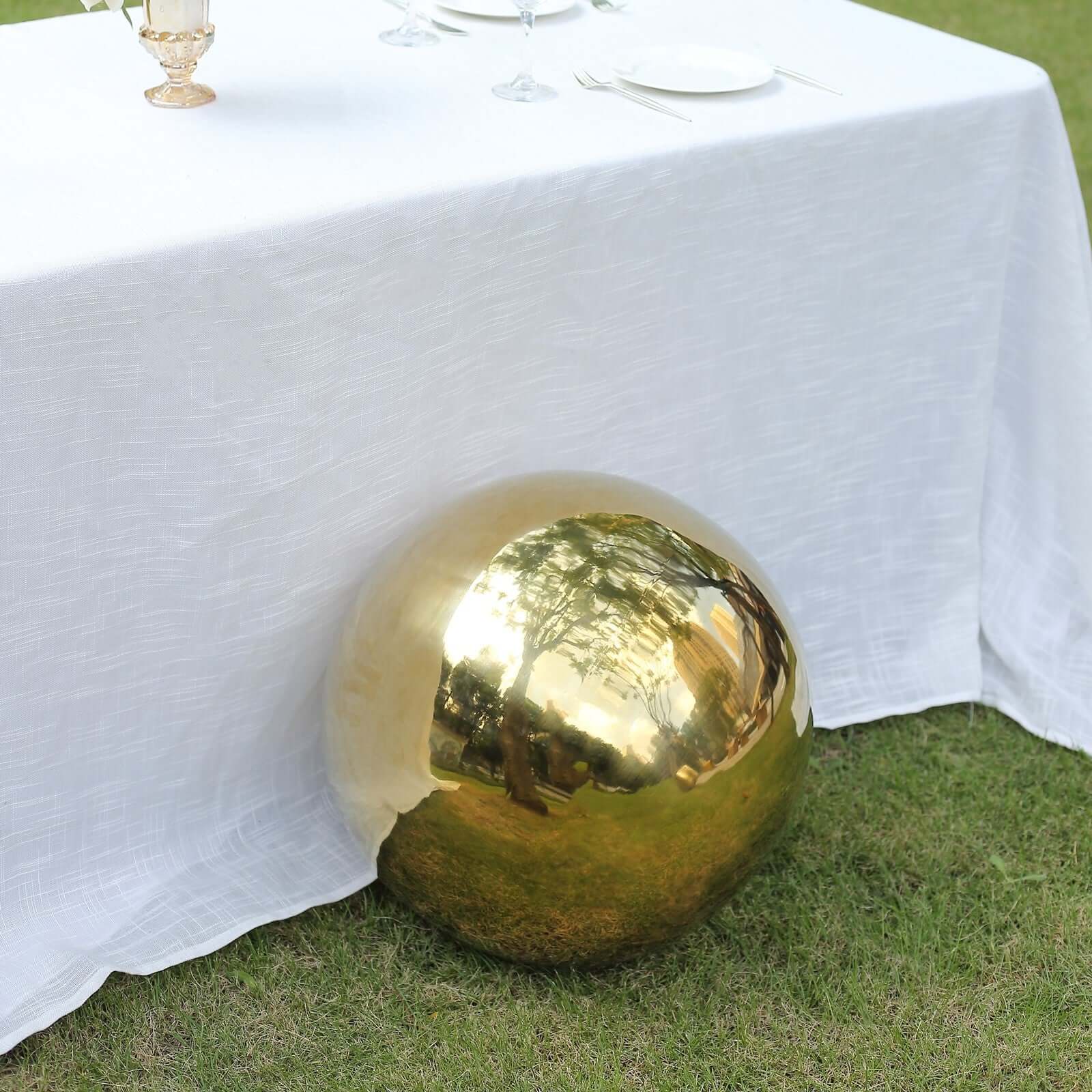 Stainless Steel Gazing Globe Mirror Ball 16" Reflective Shiny Hollow Sphere Gold - Outdoor Garden Decoration - Image 8