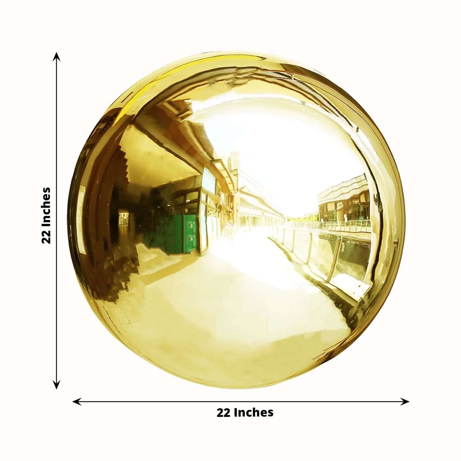 Stainless Steel Gazing Globe Mirror Ball 22" Reflective Shiny Hollow Sphere Gold - Outdoor Garden Decoration - Image 3