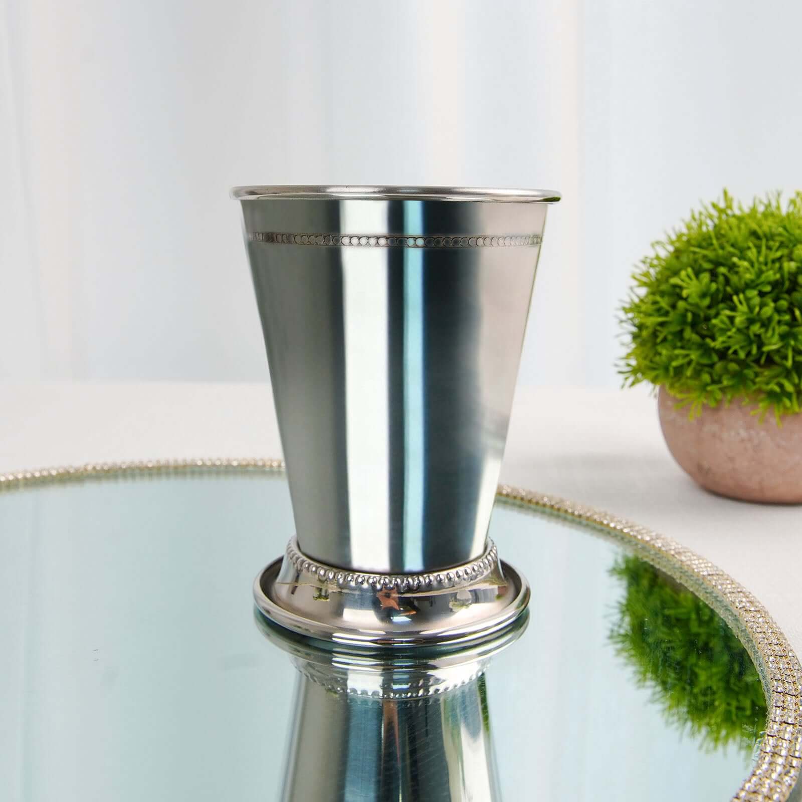 Stainless Steel Mint Julep Cup Vase 4.5" Silver - Decorative Floral Holder for Table Centerpieces - Image 2