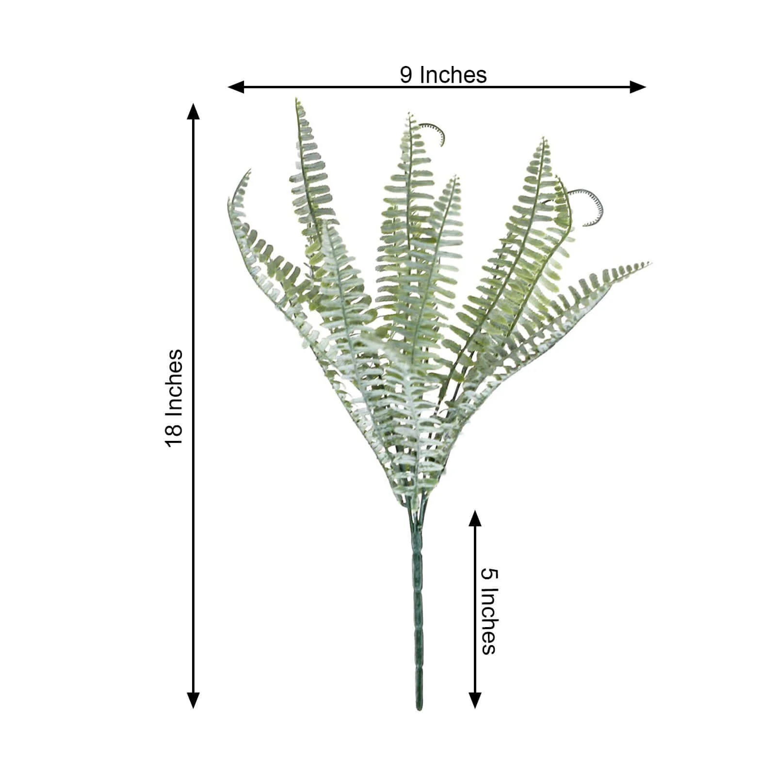 2 Stems Frosted Green Artificial Boston Fern Leaf Plant Indoor Spray - Image 3
