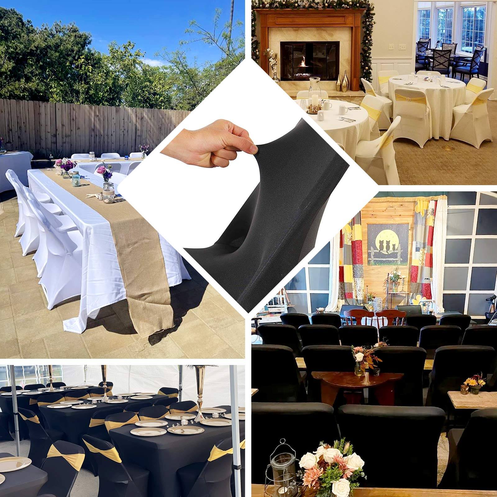 Stretch Spandex Chair Cover Ivory - Durable Secure Fit Slipcover for Lifetime Folding Chairs - Image 4