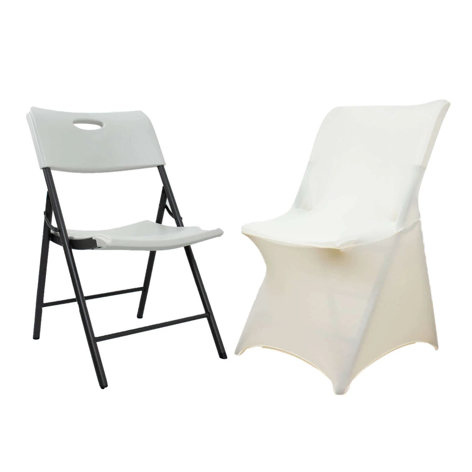 Stretch Spandex Chair Cover Ivory - Durable Secure Fit Slipcover for Lifetime Folding Chairs - Image 5
