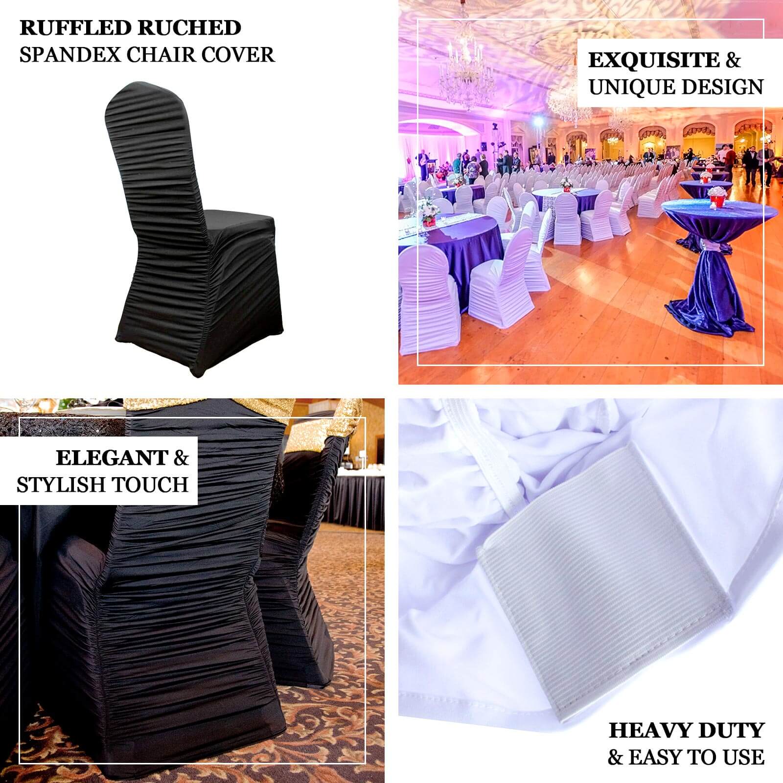 Stretch Spandex Fitted Banquet Chair Cover White Rouge - Durable Slip-On Slipcover for Sophisticated Events - Image 3