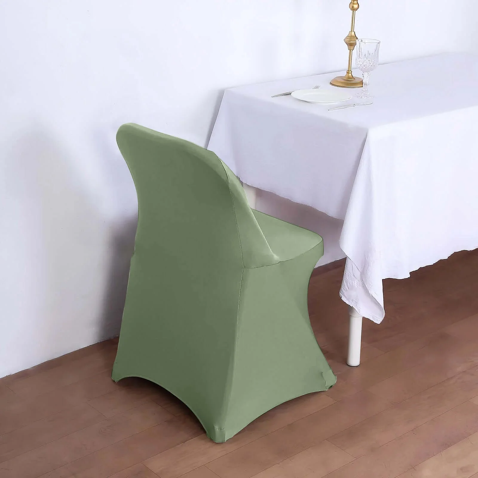 Stretch Spandex Folding Chair Cover Dusty Sage Green - Durable 160GSM Fitted Slipcover - Image 2
