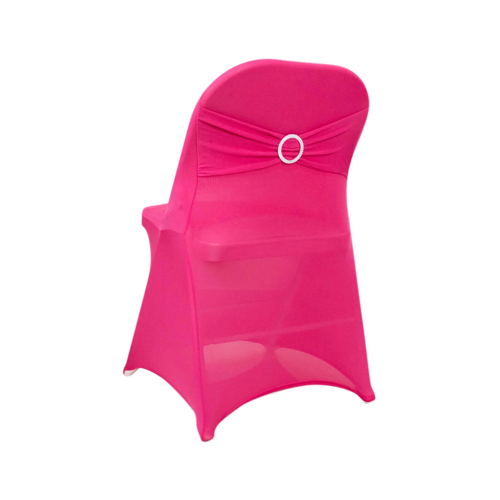 Stretch Spandex Folding Chair Cover Fuchsia - Wrinkle Resistant Fitted Slipcover with Silver Rhinestone Buckled Sash Band Accent - Image 6