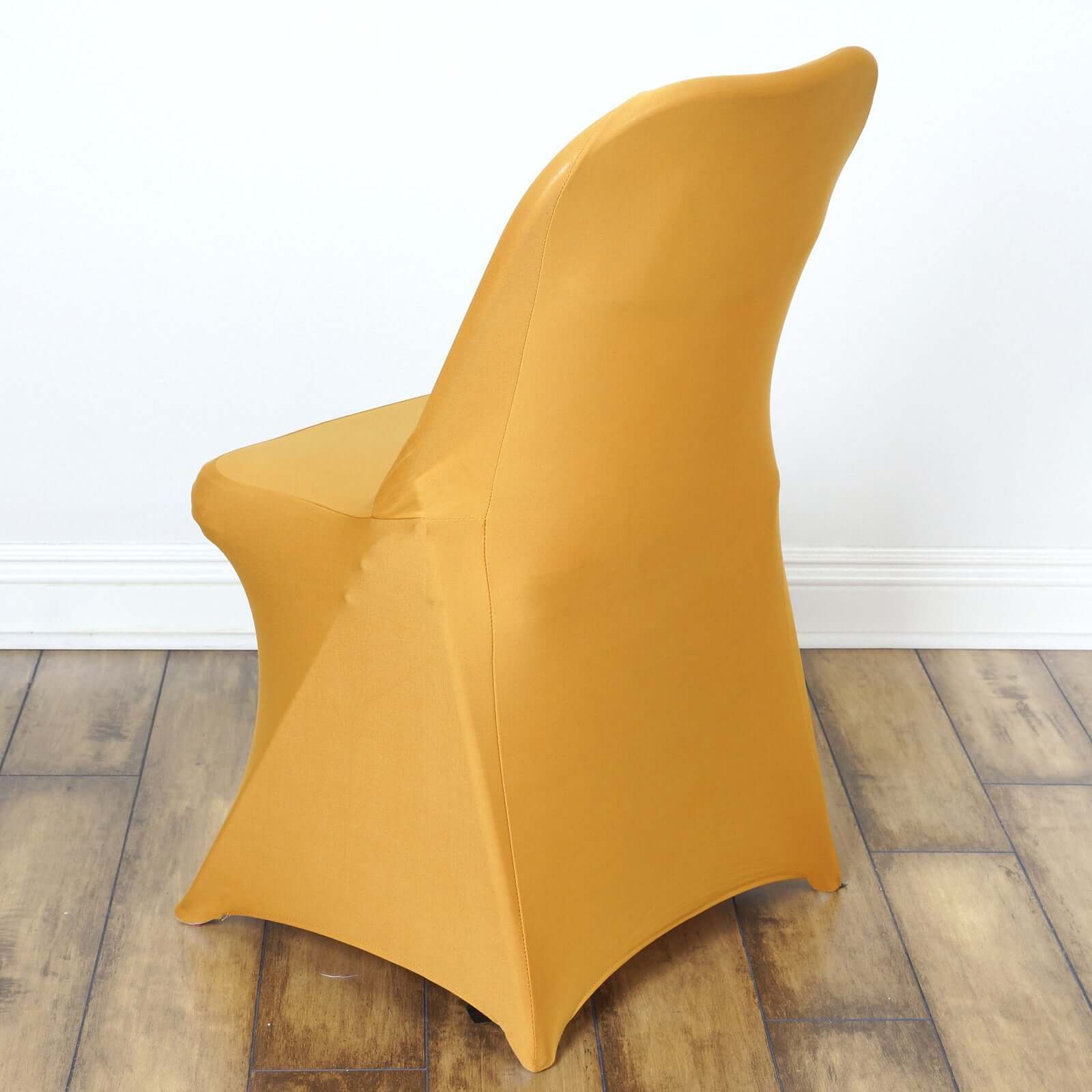 Stretch Spandex Folding Chair Cover Gold - Durable 160GSM Fitted Slipcover for Weddings & Events - Image 2