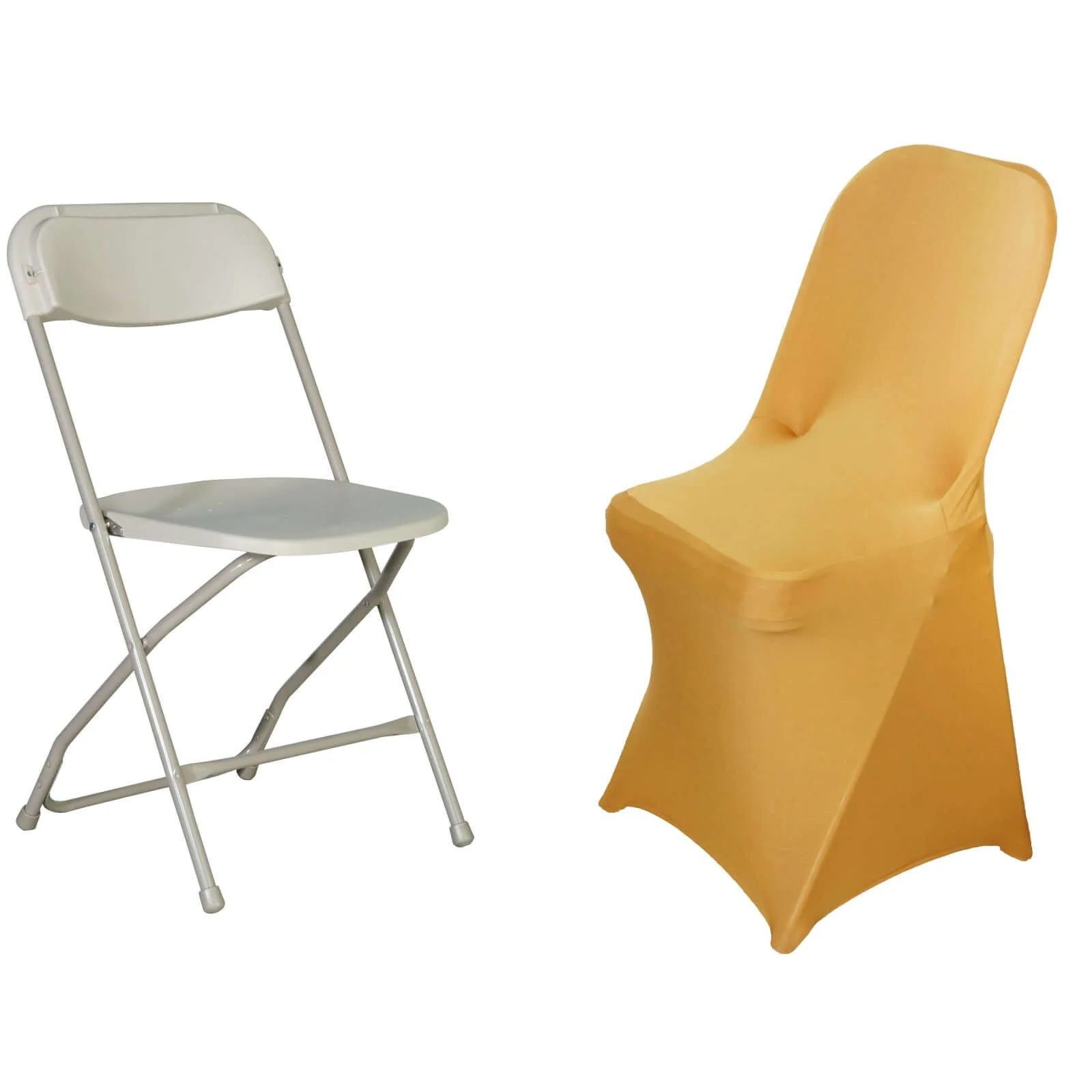 Stretch Spandex Folding Chair Cover Gold - Durable 160GSM Fitted Slipcover for Weddings & Events - Image 5