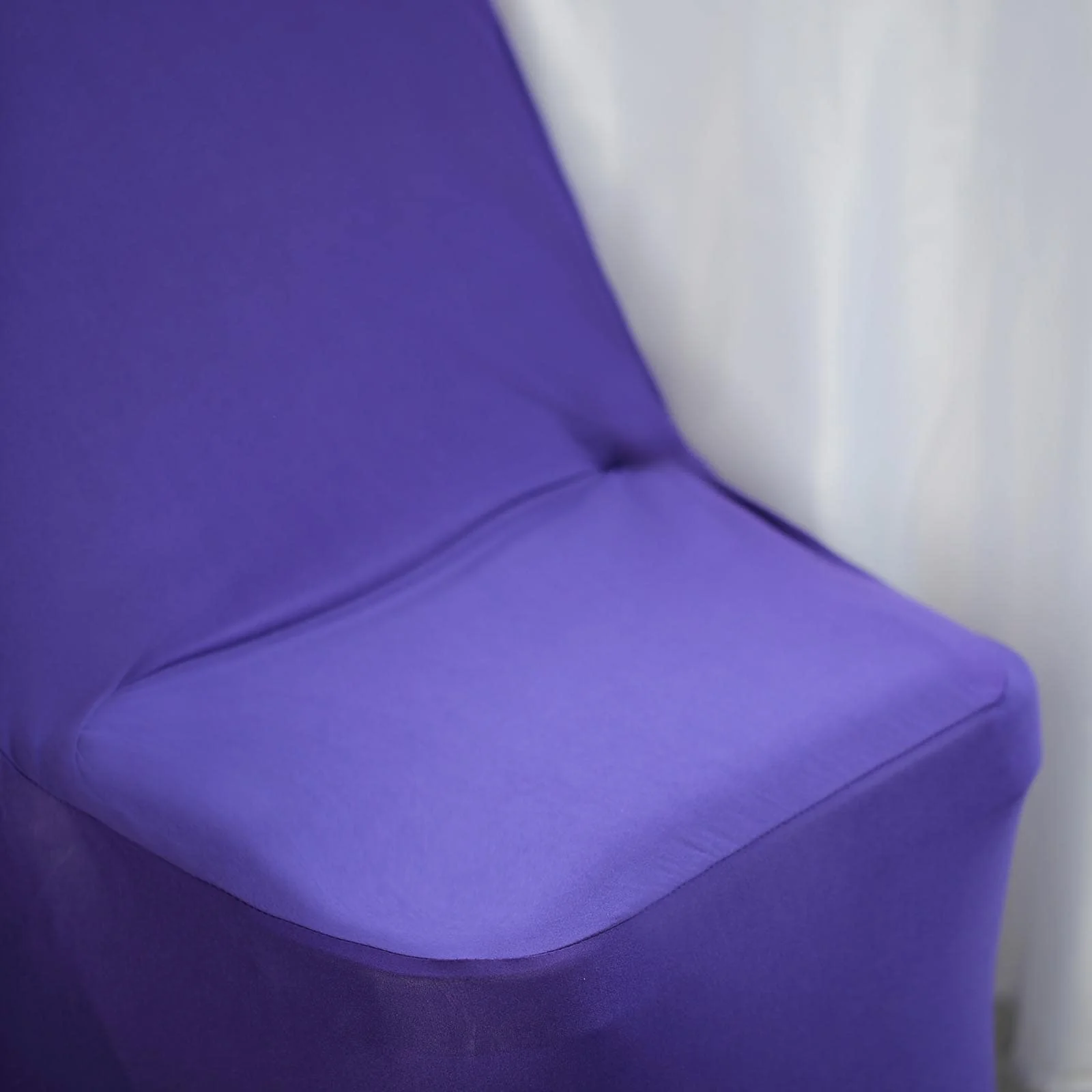 Stretch Spandex Folding Chair Cover Purple with Metallic Shimmer Tinsel Back Design - Durable Fitted Slipcover with Foot Pockets - Image 9
