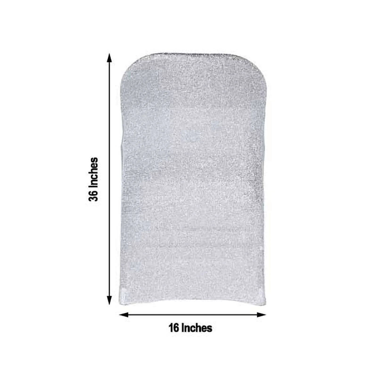 Stretch Spandex Folding Chair Cover Silver with Metallic Shimmer Tinsel Back Design - Durable Fitted Slipcover with Foot Pockets - Image 3