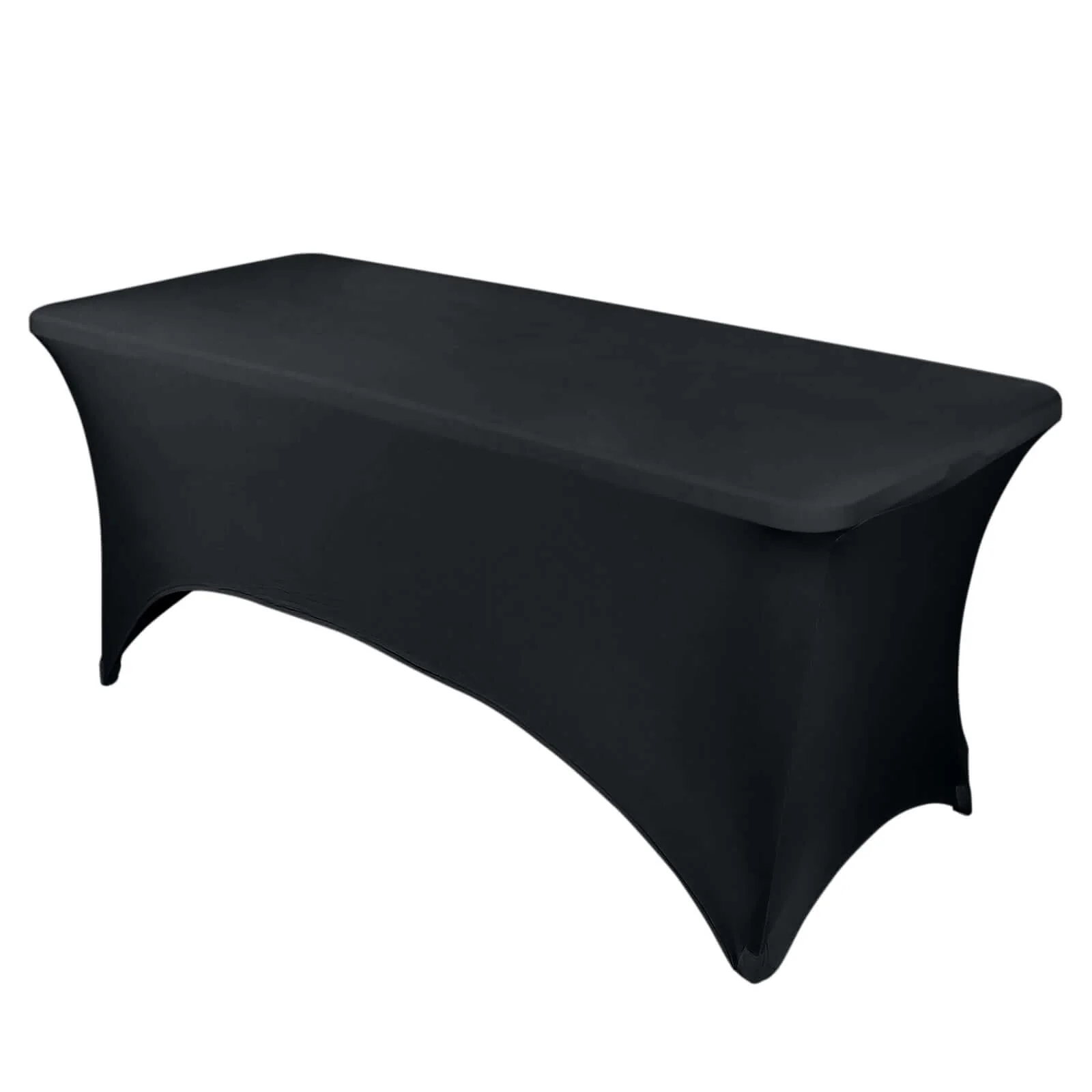Stretch Spandex Rectangle Fitted Table Cover 96"x30" Black - Wrinkle Free Form-Fitting Tablecloth - Image 6