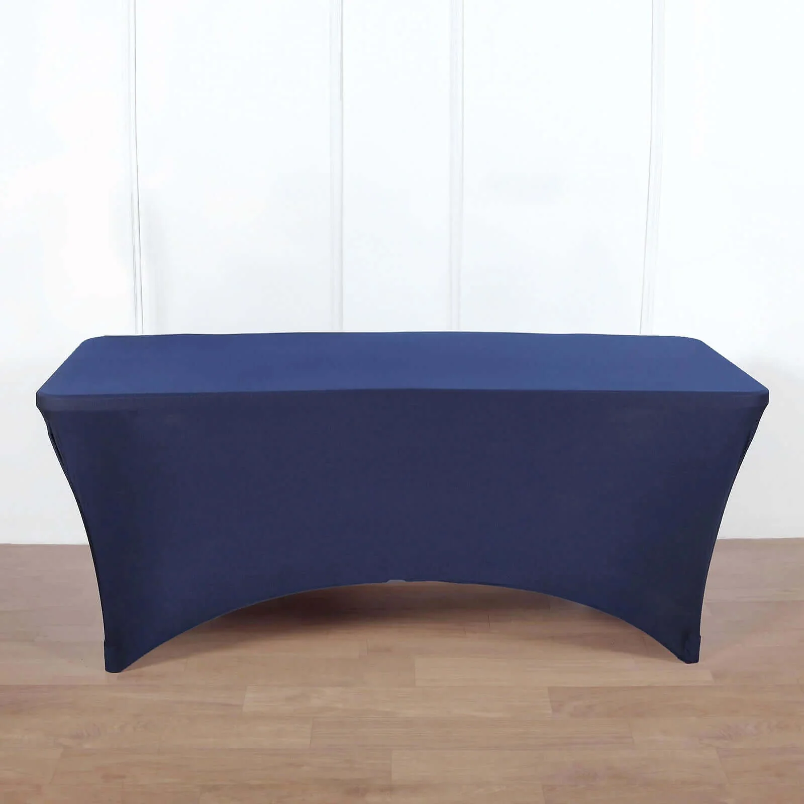Stretch Spandex Rectangle Fitted Table Cover 96"x30" Navy Blue - Wrinkle Free Form-Fitting Tablecloth