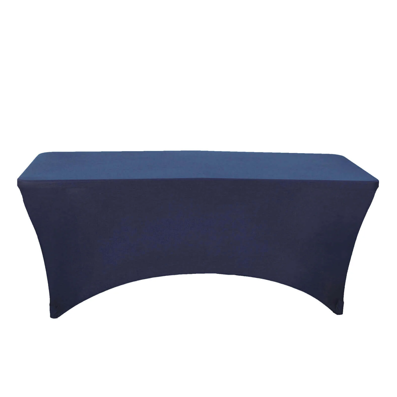 Stretch Spandex Rectangle Fitted Table Cover 96"x30" Navy Blue - Wrinkle Free Form-Fitting Tablecloth - Image 7