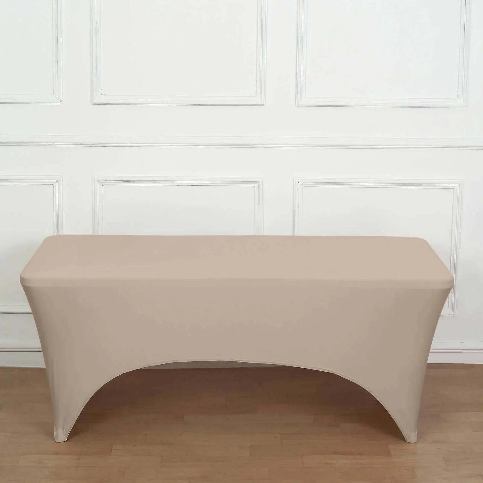 Stretch Spandex Rectangle Fitted Table Cover 96"x30" Nude - Wrinkle Free Form-Fitting Tablecloth