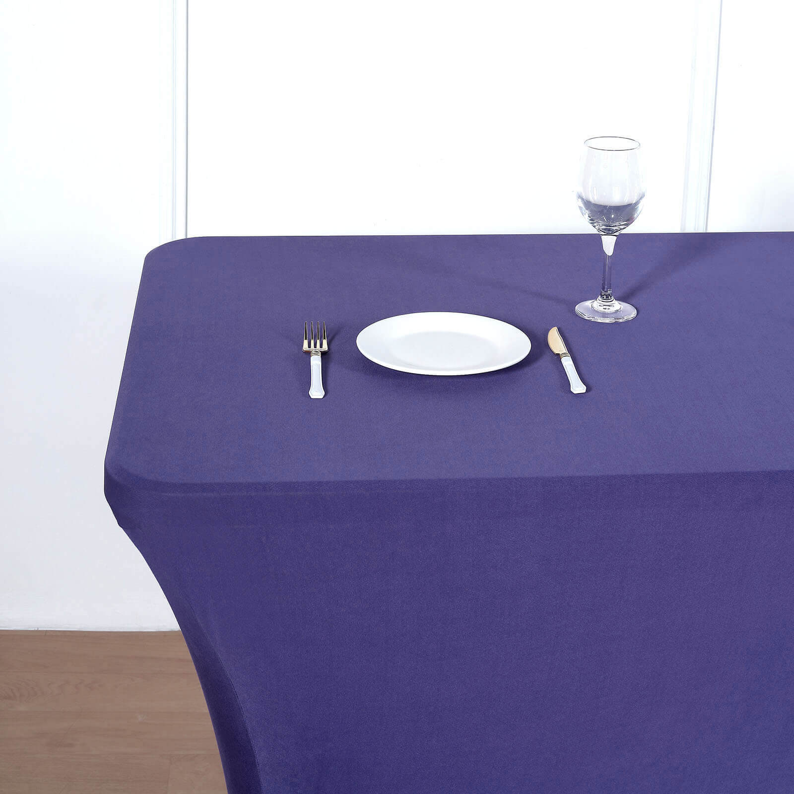 Stretch Spandex Rectangle Fitted Table Cover 96"x30" Purple - Wrinkle Free Form-Fitting Tablecloth - Image 6