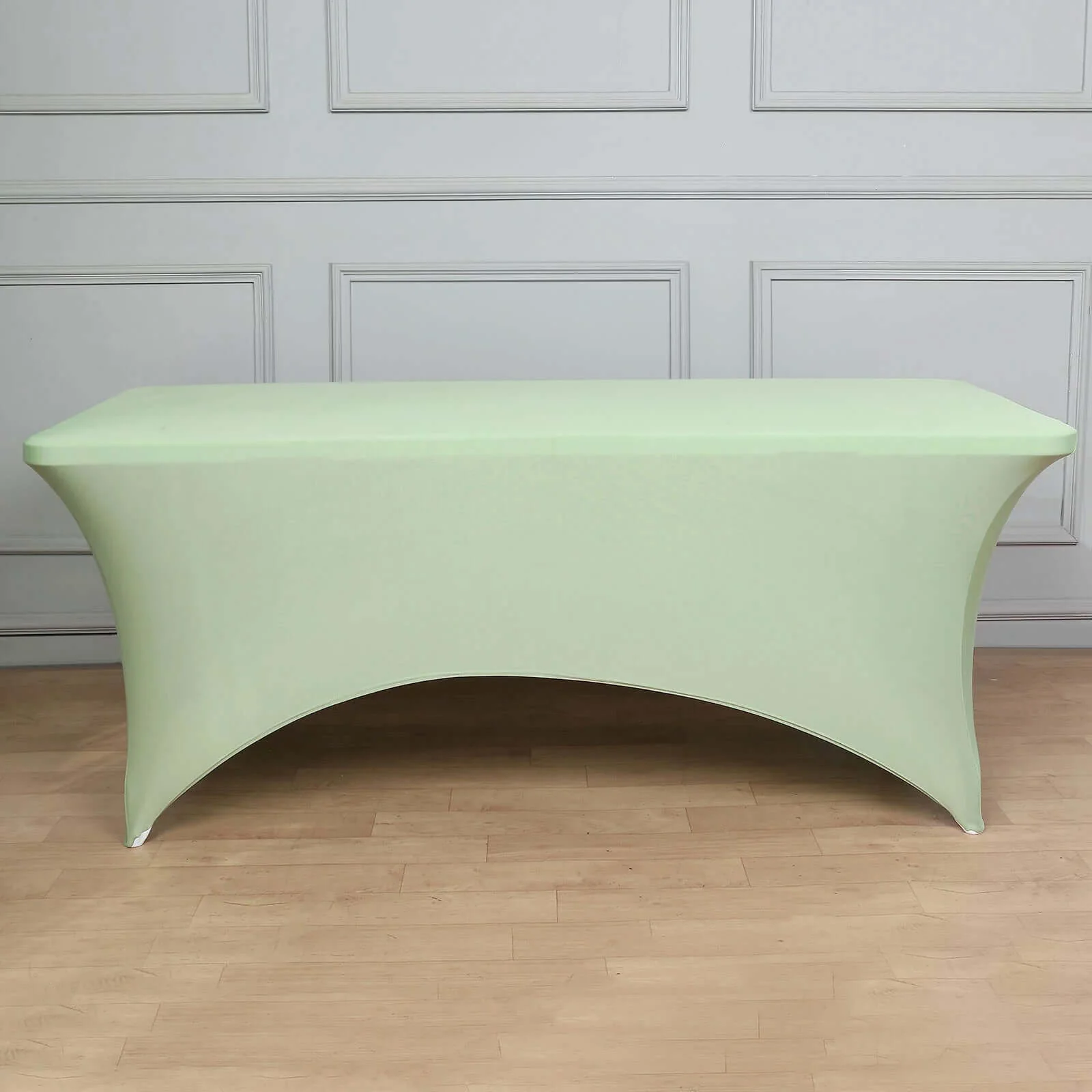 Stretch Spandex Rectangle Fitted Table Cover 96"x30" Sage Green - Wrinkle Free Form-Fitting Tablecloth