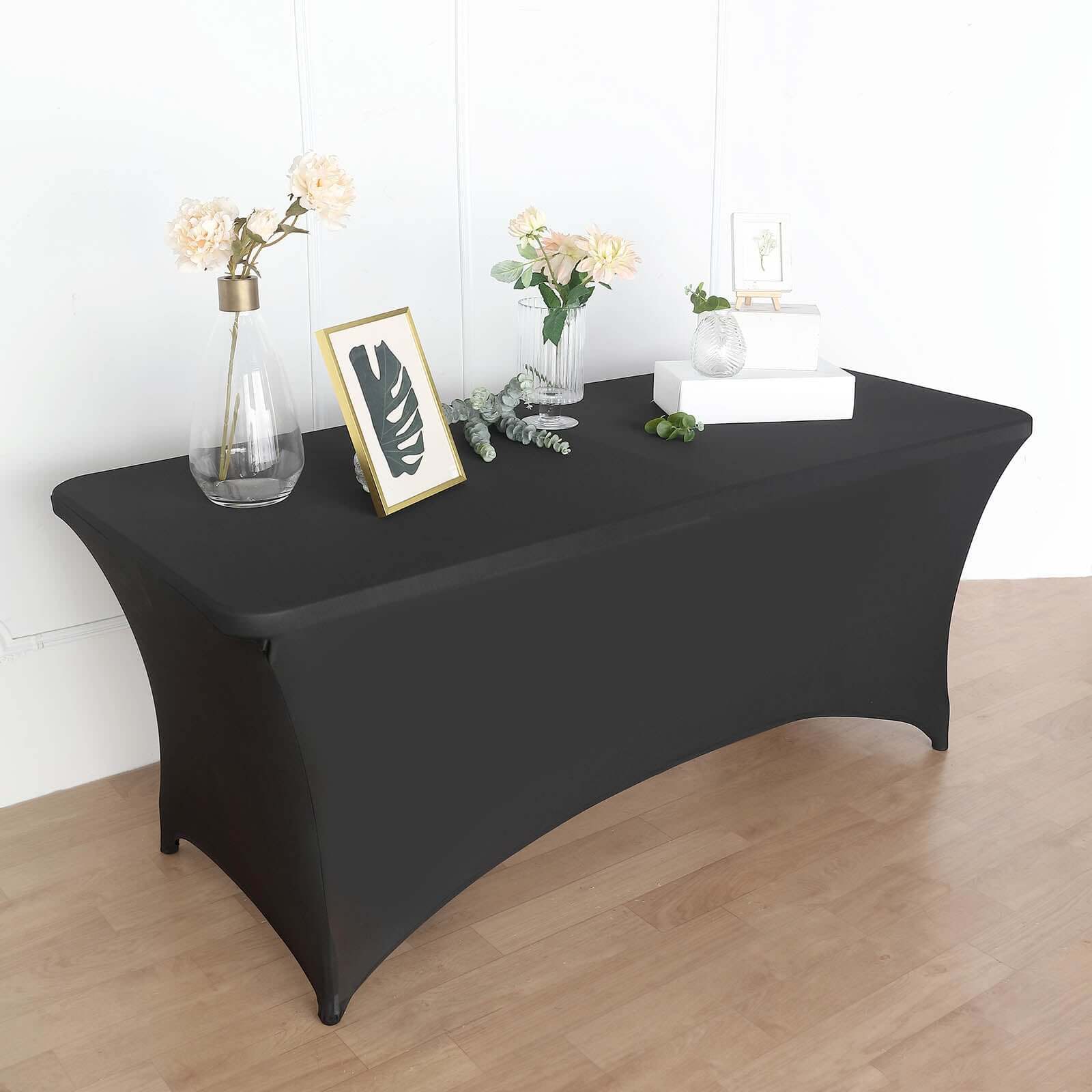 Stretch Spandex Rectangle Table Cover 96"x30" Black - Image 3