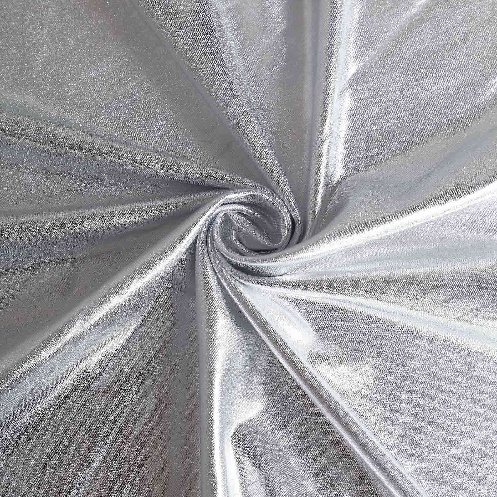Stretch Spandex Rectangle Table Top Cover 72"x30" Metallic Silver - Sleek & Shimmering Fitted Table Topper Cap - Image 8