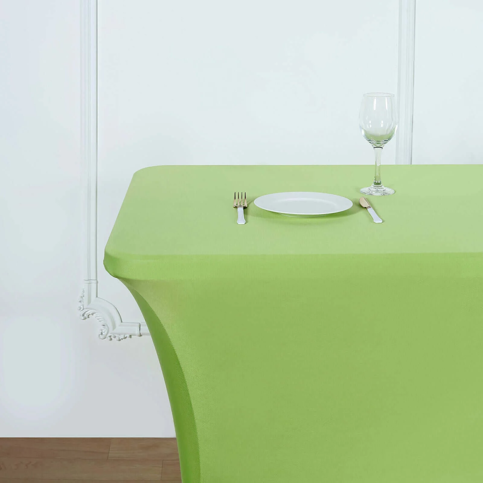 Stretch Spandex Rectangle Tablecloth 6ft Apple Green - Wrinkle Free Fitted Table Cover - Image 7