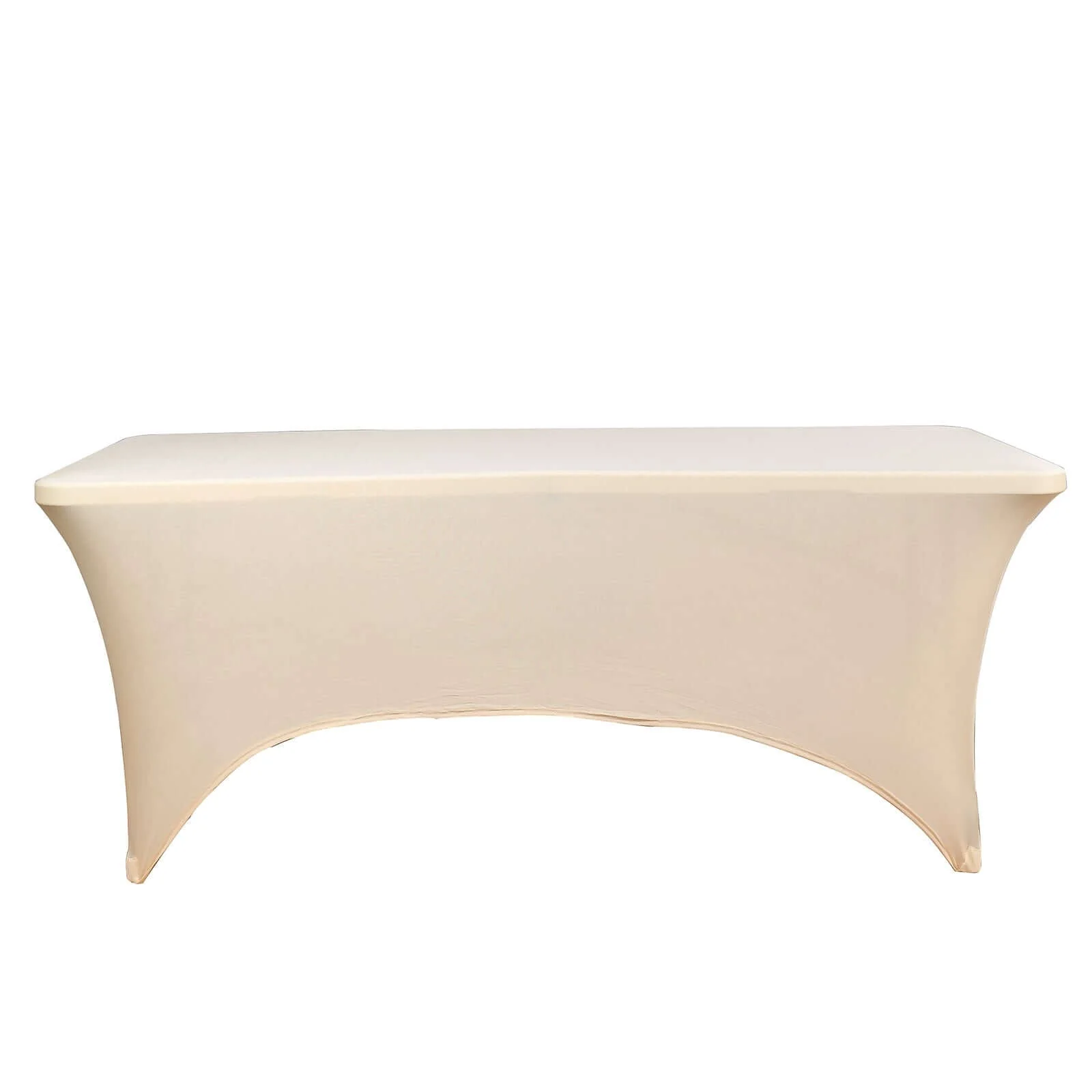 Stretch Spandex Rectangle Tablecloth 6ft Beige - Wrinkle Free Fitted Table Cover - Image 6