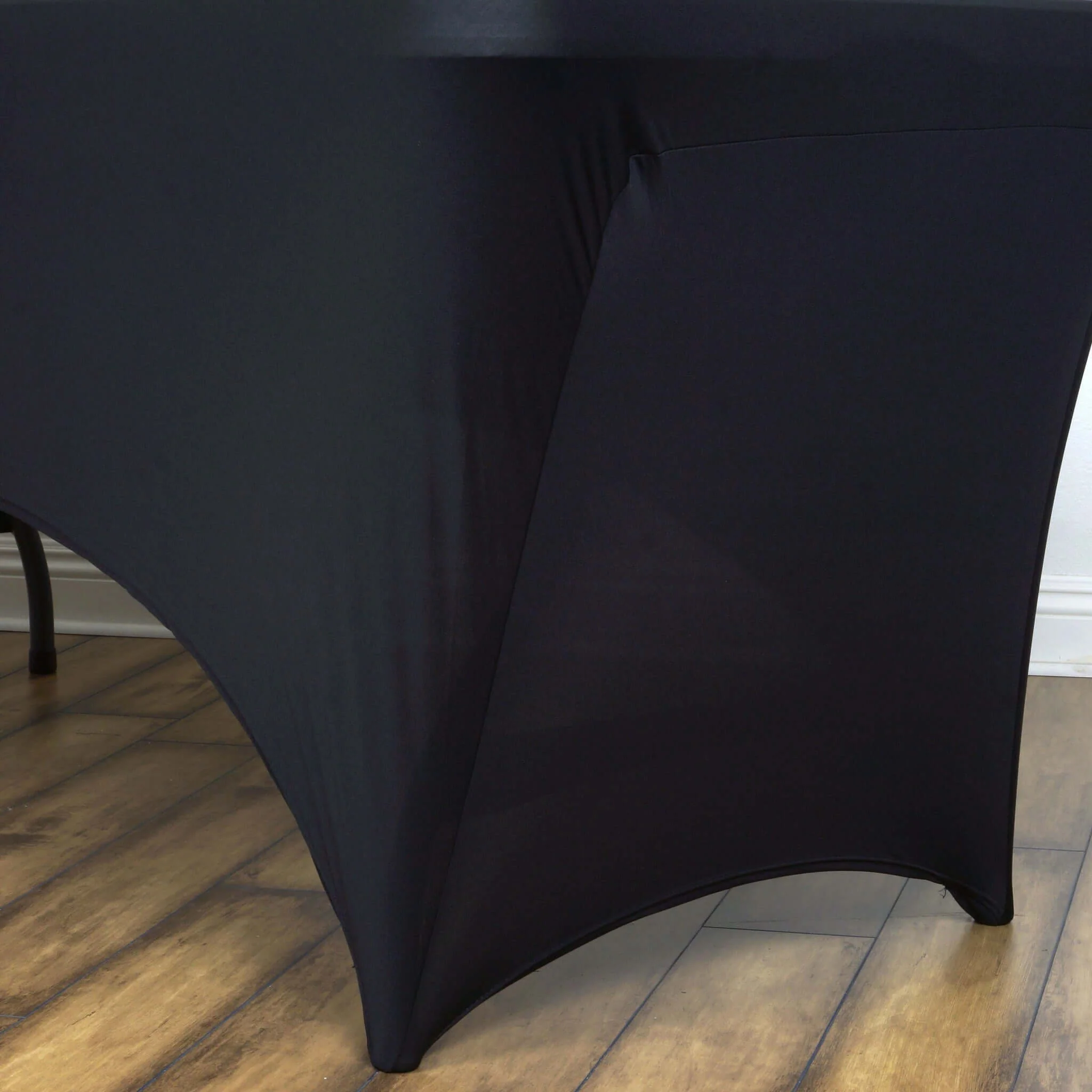Stretch Spandex Rectangle Tablecloth 6ft Black - Easy to Maintain Form-Fitting Table Cover for Weddings & Events - Image 2
