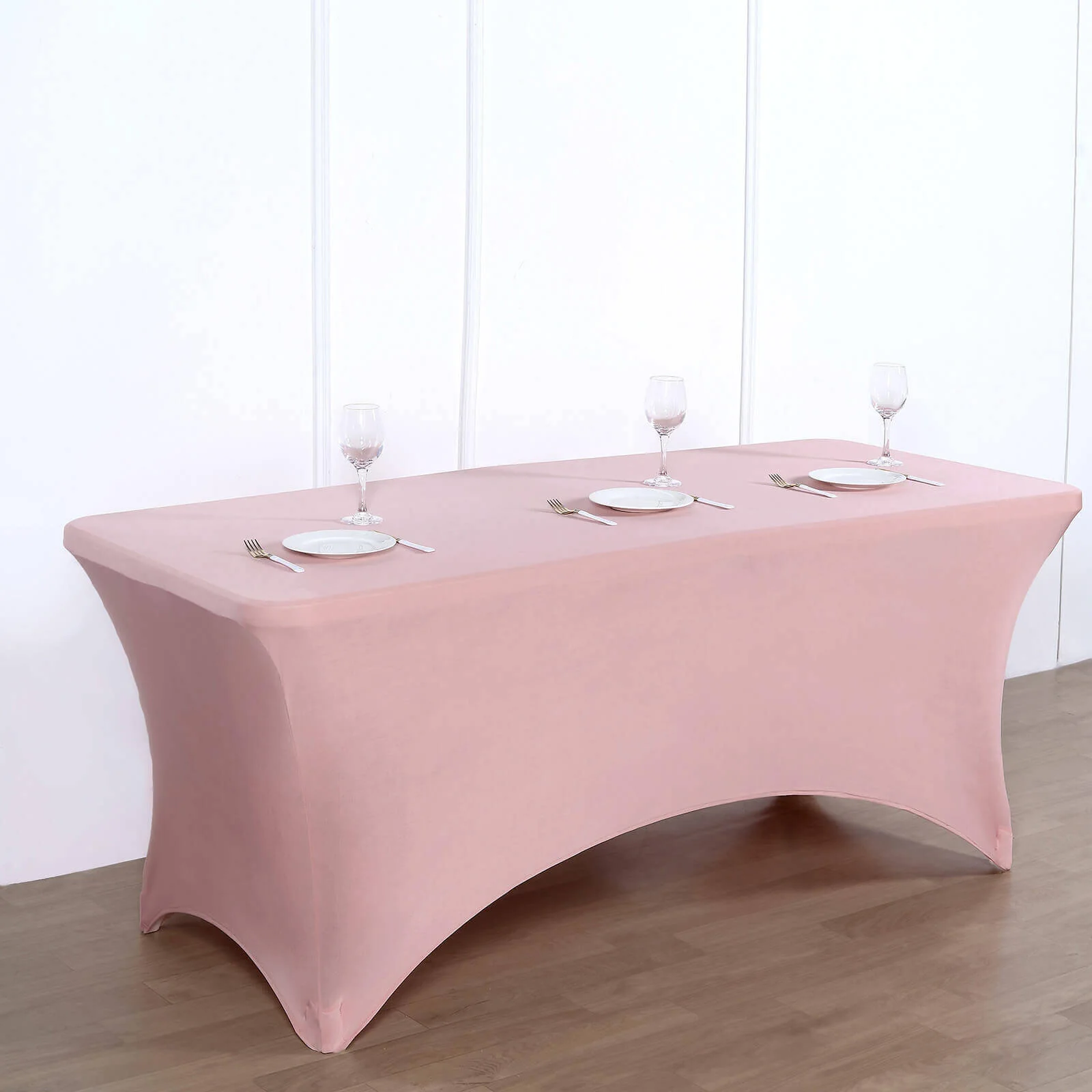 Stretch Spandex Rectangle Tablecloth 6ft Dusty Rose - Wrinkle Free Fitted Table Cover - Image 2