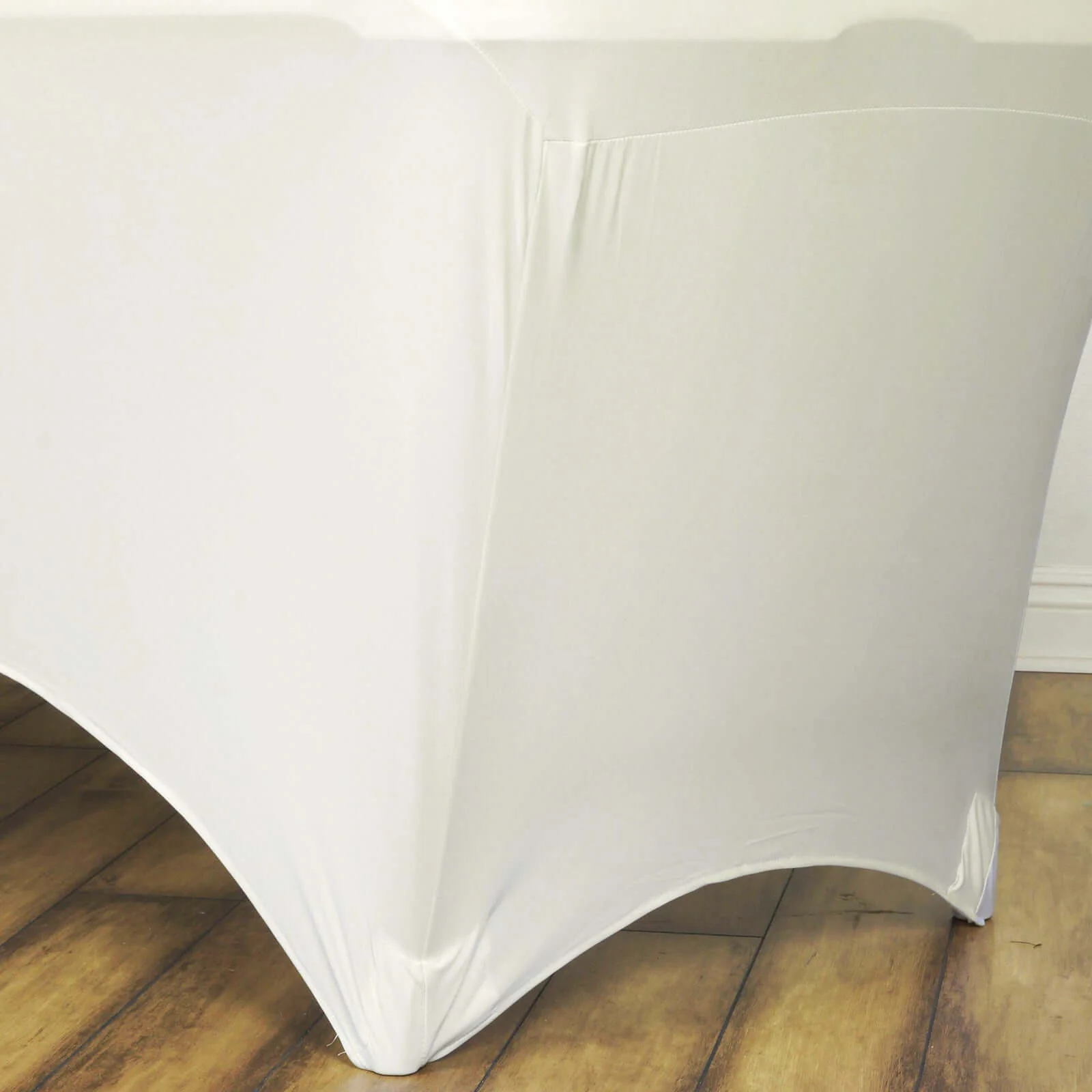 Stretch Spandex Rectangle Tablecloth 6ft Ivory - Wrinkle Free Fitted Table Cover - Image 5