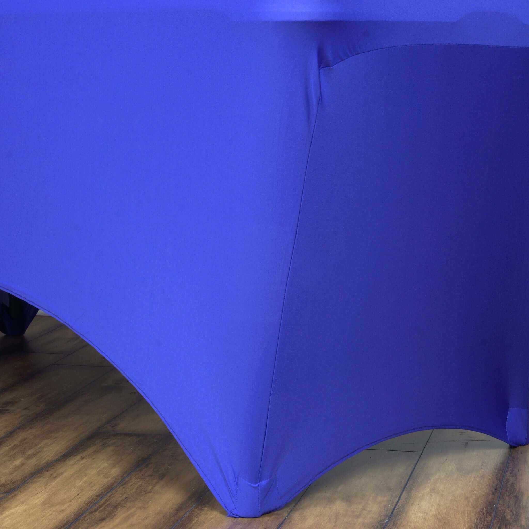 Stretch Spandex Rectangle Tablecloth 6ft Royal Blue - Wrinkle Free Fitted Table Cover - Image 2