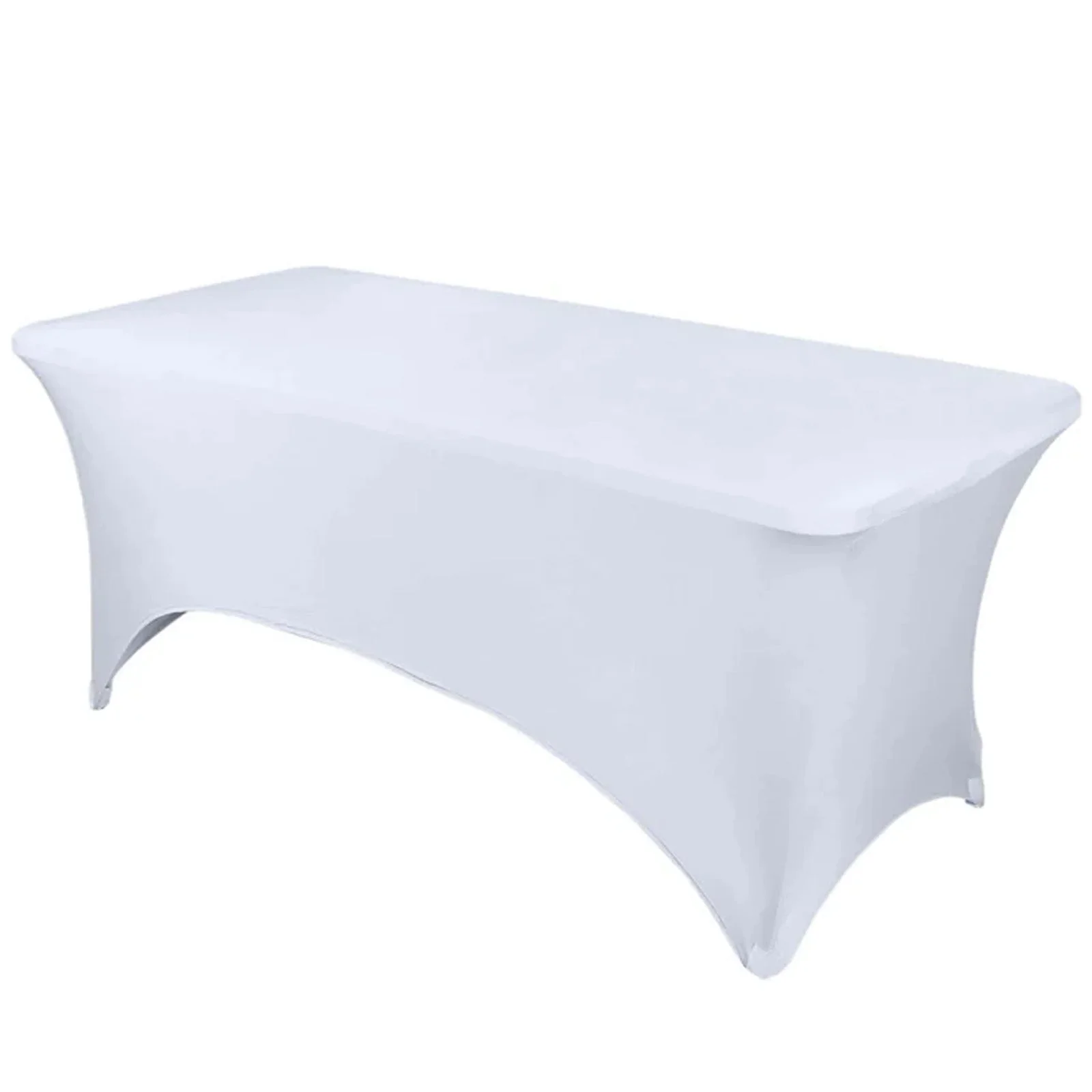 Stretch Spandex Rectangle Tablecloth 6ft White - Easy to Maintain Form-Fitting Table Cover for Weddings & Events - Image 6