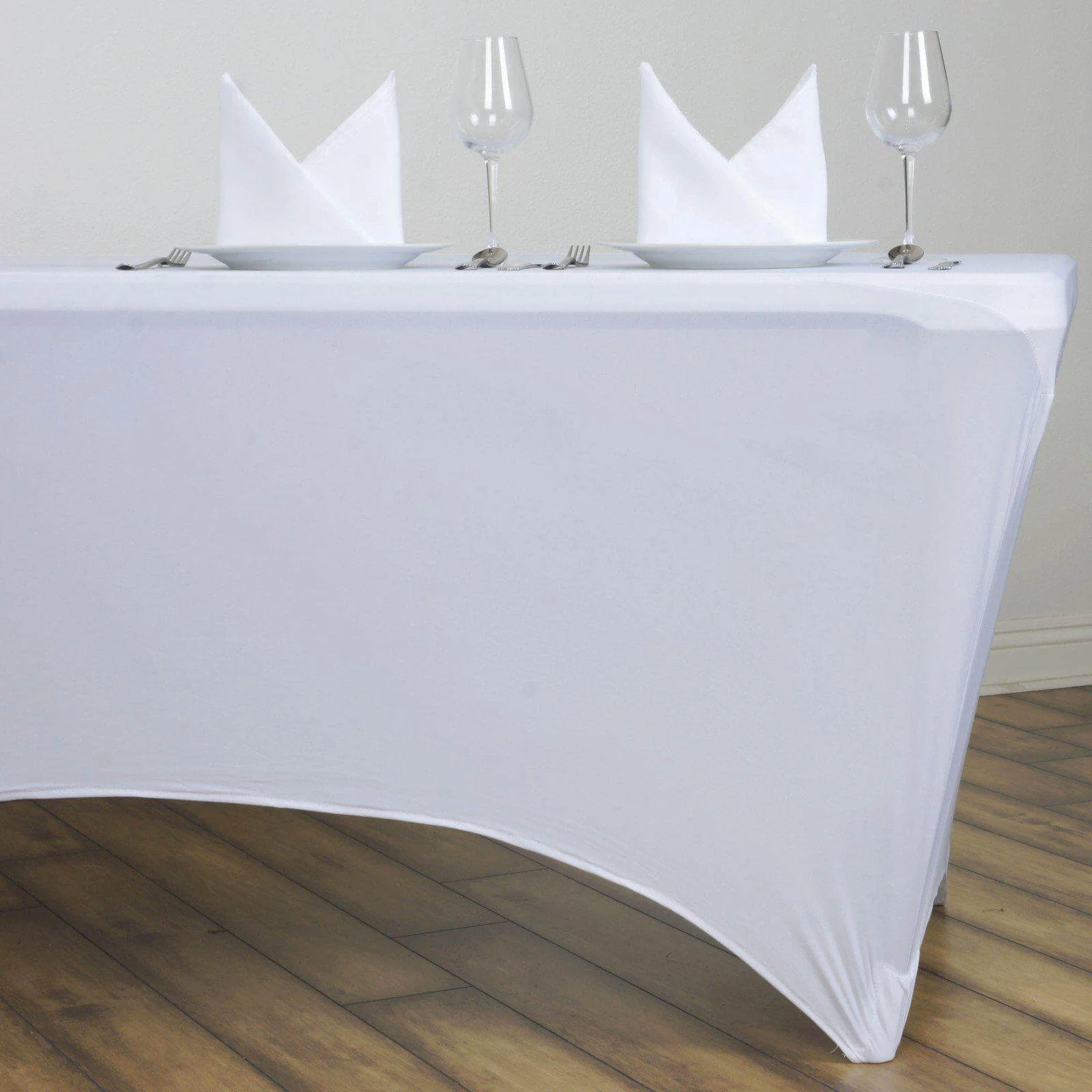 Stretch Spandex Rectangle Tablecloth 6ft White - Easy to Maintain Form-Fitting Table Cover for Weddings & Events - Image 7
