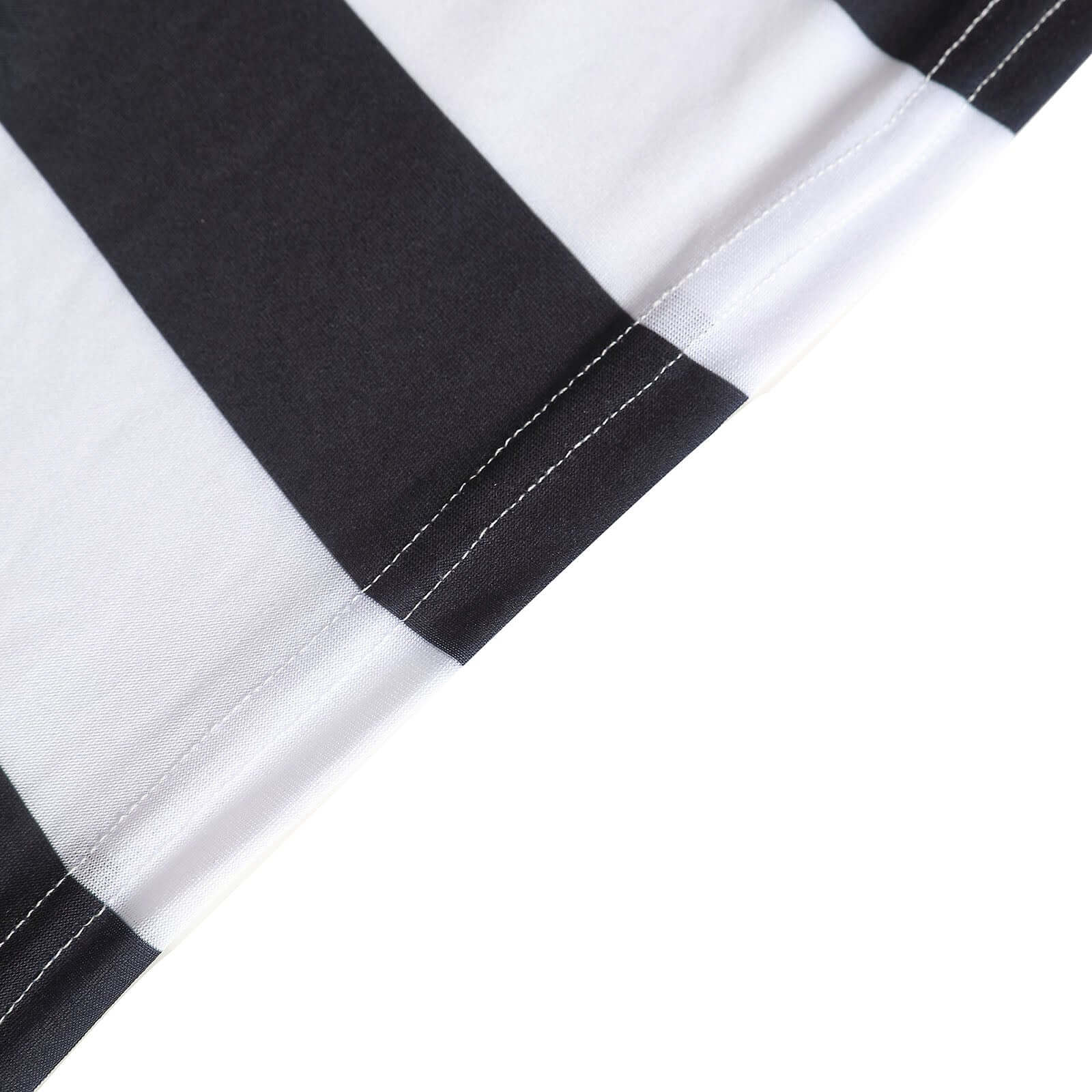 Stretch Spandex Rectangle Tablecloth 72"x30" Black/White Vertical Stripes - Easy to Maintain Form-Fitting Table Cover for Weddings & Events - Image 8