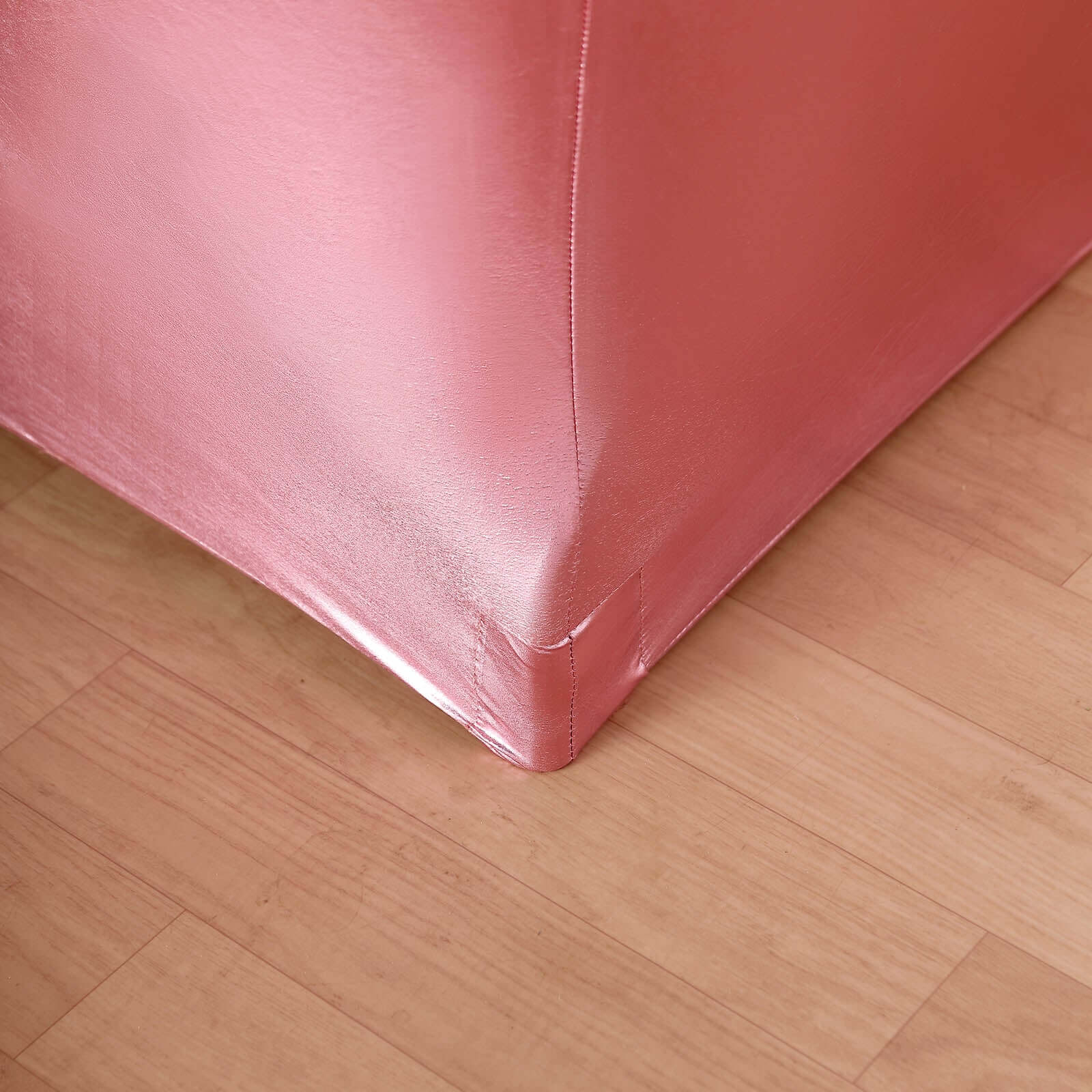 Stretch Spandex Rectangle Tablecloth 72"x30" Metallic Rose Gold - Dazzling Form-Fitting Table Cover - Image 6