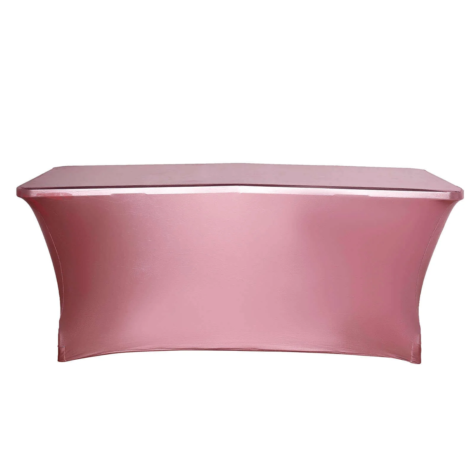 Stretch Spandex Rectangle Tablecloth 72"x30" Metallic Rose Gold - Dazzling Form-Fitting Table Cover - Image 7