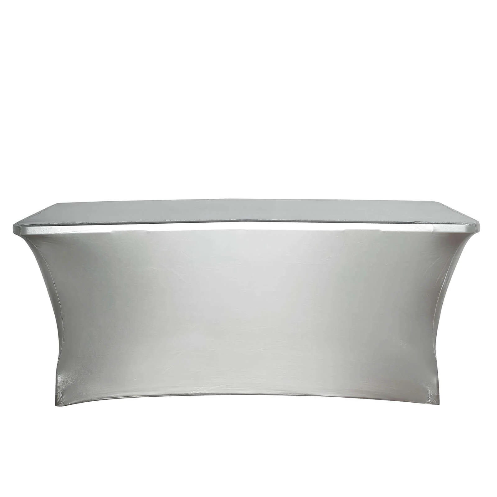 Stretch Spandex Rectangle Tablecloth 72"x30" Metallic Silver - Dazzling Form-Fitting Table Cover - Image 7