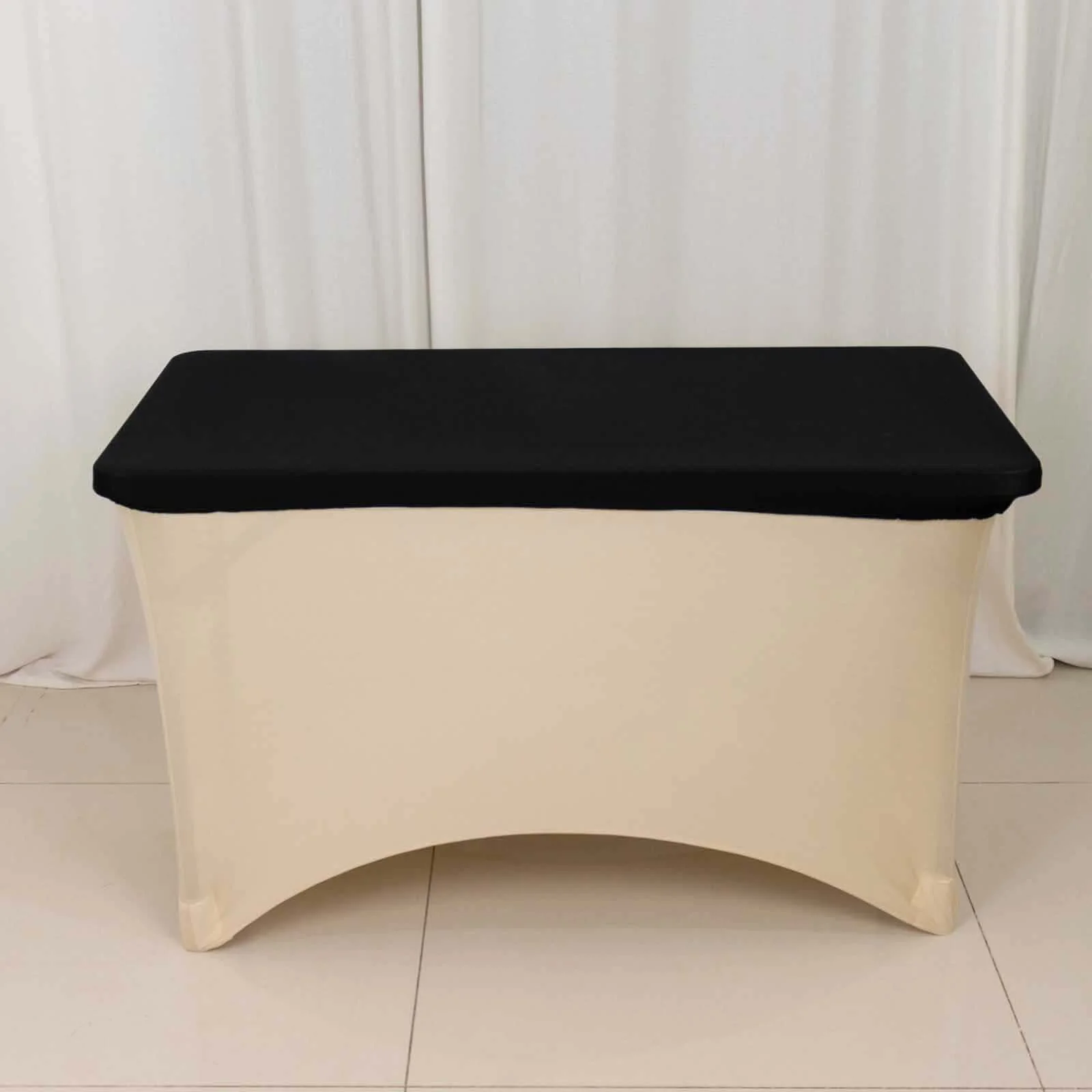 Stretch Spandex Rectangle Tablecloth Top Cover 48"x30" Black - Tailored Fit Table Topper Cap