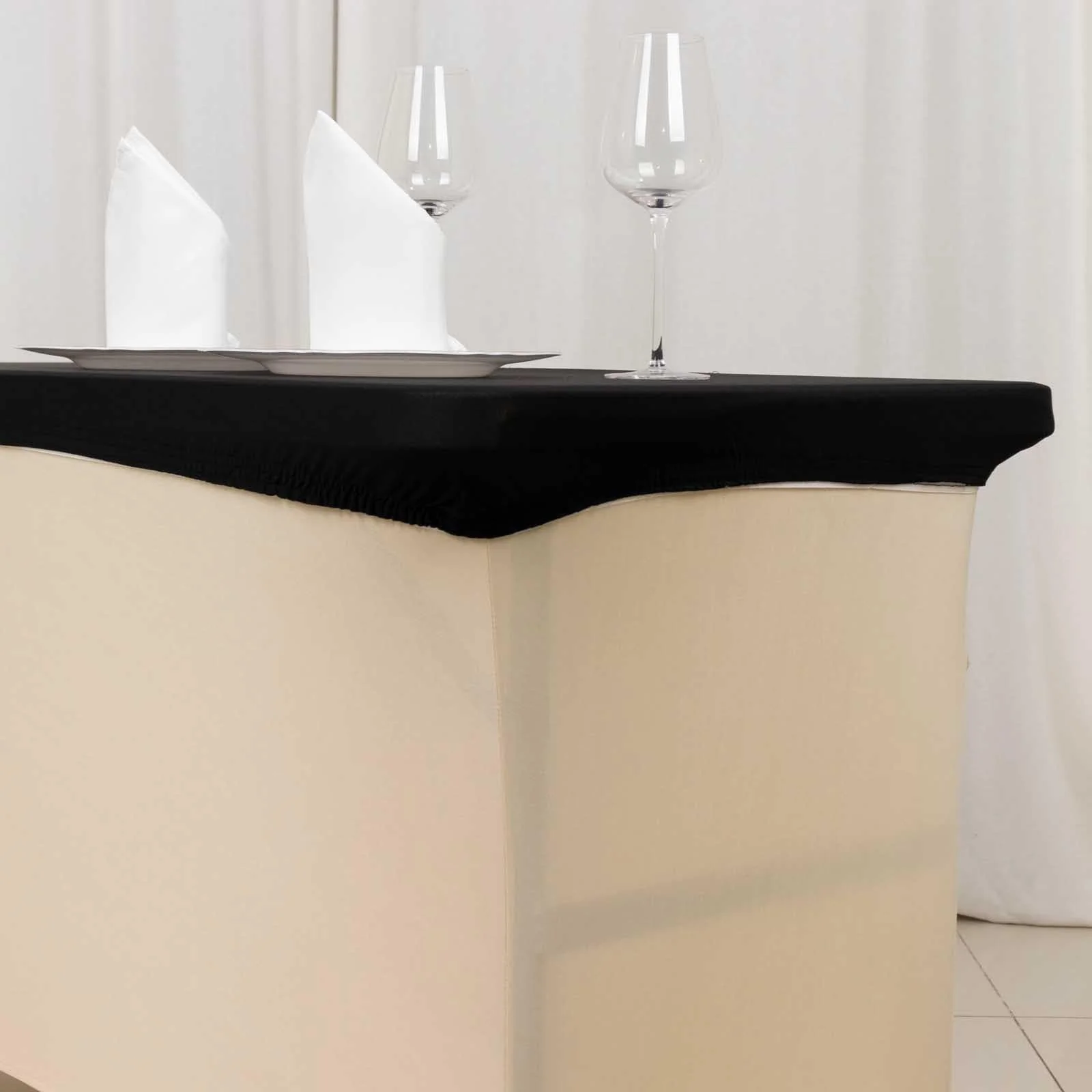 Stretch Spandex Rectangle Tablecloth Top Cover 48"x30" Black - Tailored Fit Table Topper Cap - Image 10