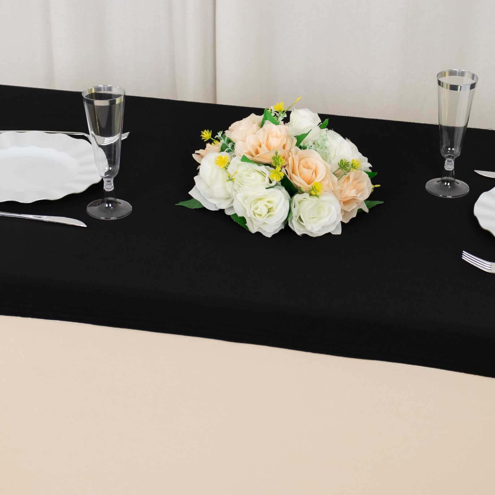 Stretch Spandex Rectangle Tablecloth Top Cover 48"x30" Black - Tailored Fit Table Topper Cap - Image 12