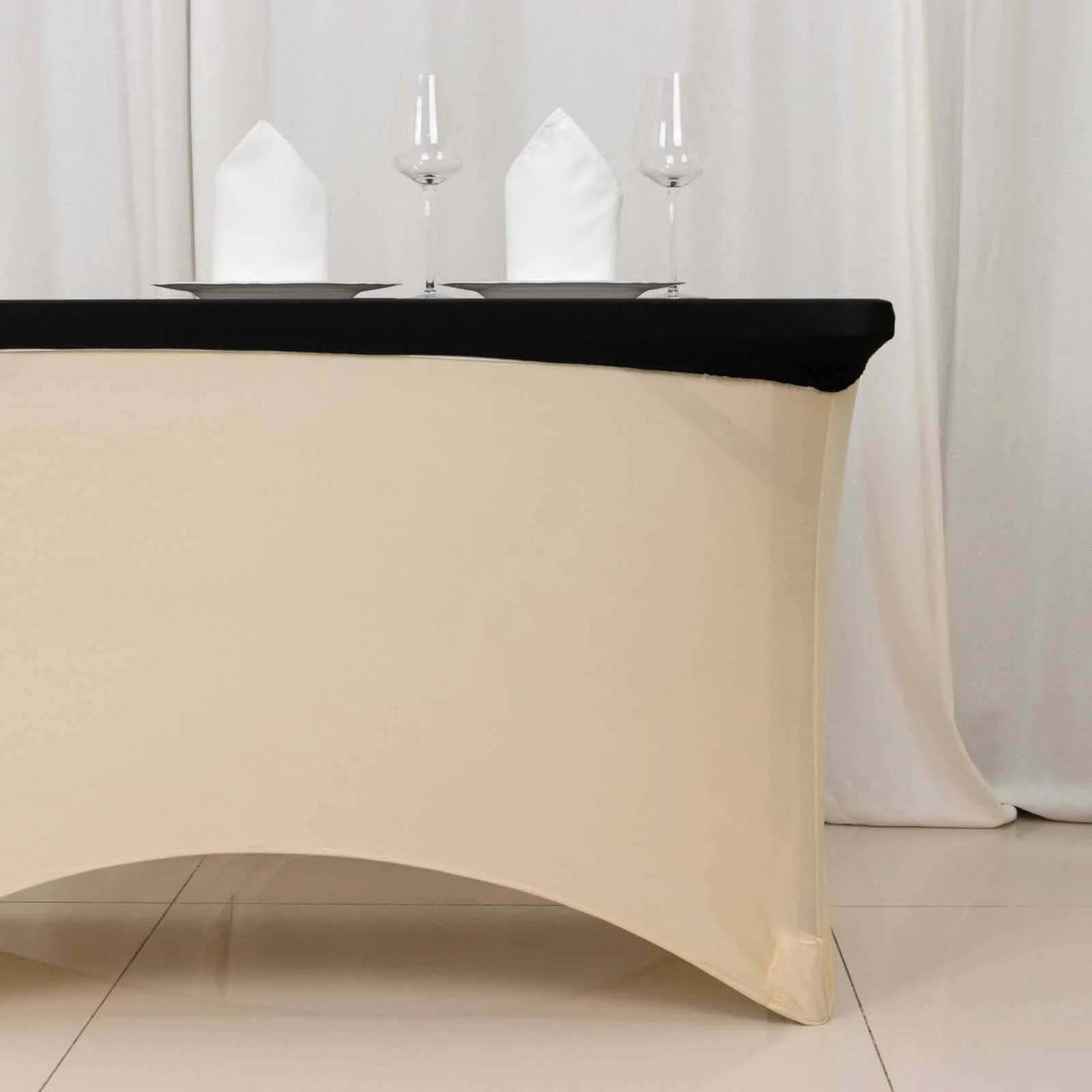 Stretch Spandex Rectangle Tablecloth Top Cover 48"x30" Black - Tailored Fit Table Topper Cap - Image 8