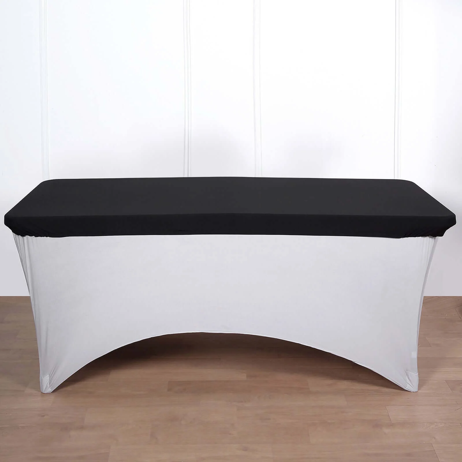 Stretch Spandex Rectangle Tablecloth Top Cover 72"x30" Black - Tailored Fit Table Topper Cap