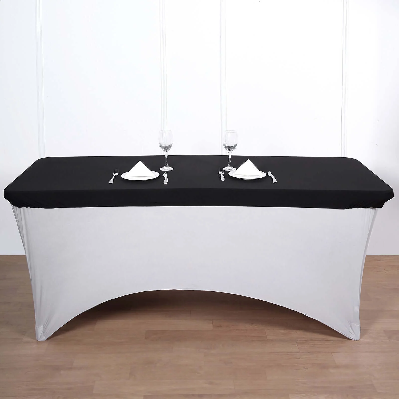 Stretch Spandex Rectangle Tablecloth Top Cover 72"x30" Black - Tailored Fit Table Topper Cap - Image 6