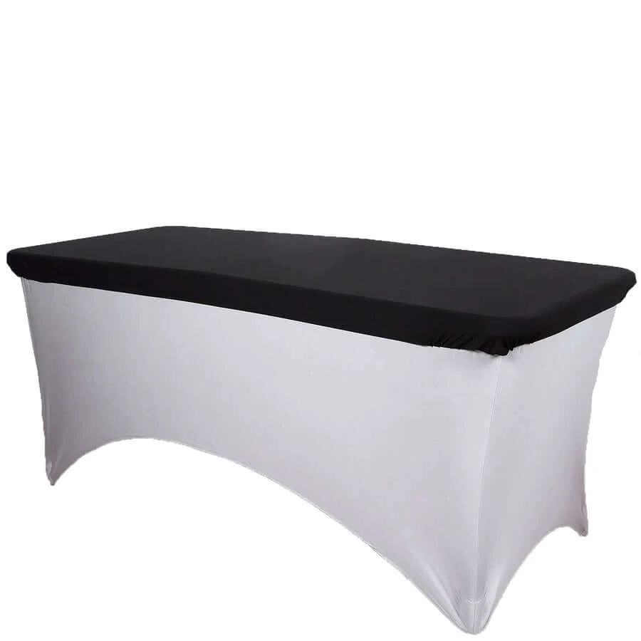 Stretch Spandex Rectangle Tablecloth Top Cover 72"x30" Black - Tailored Fit Table Topper Cap - Image 7