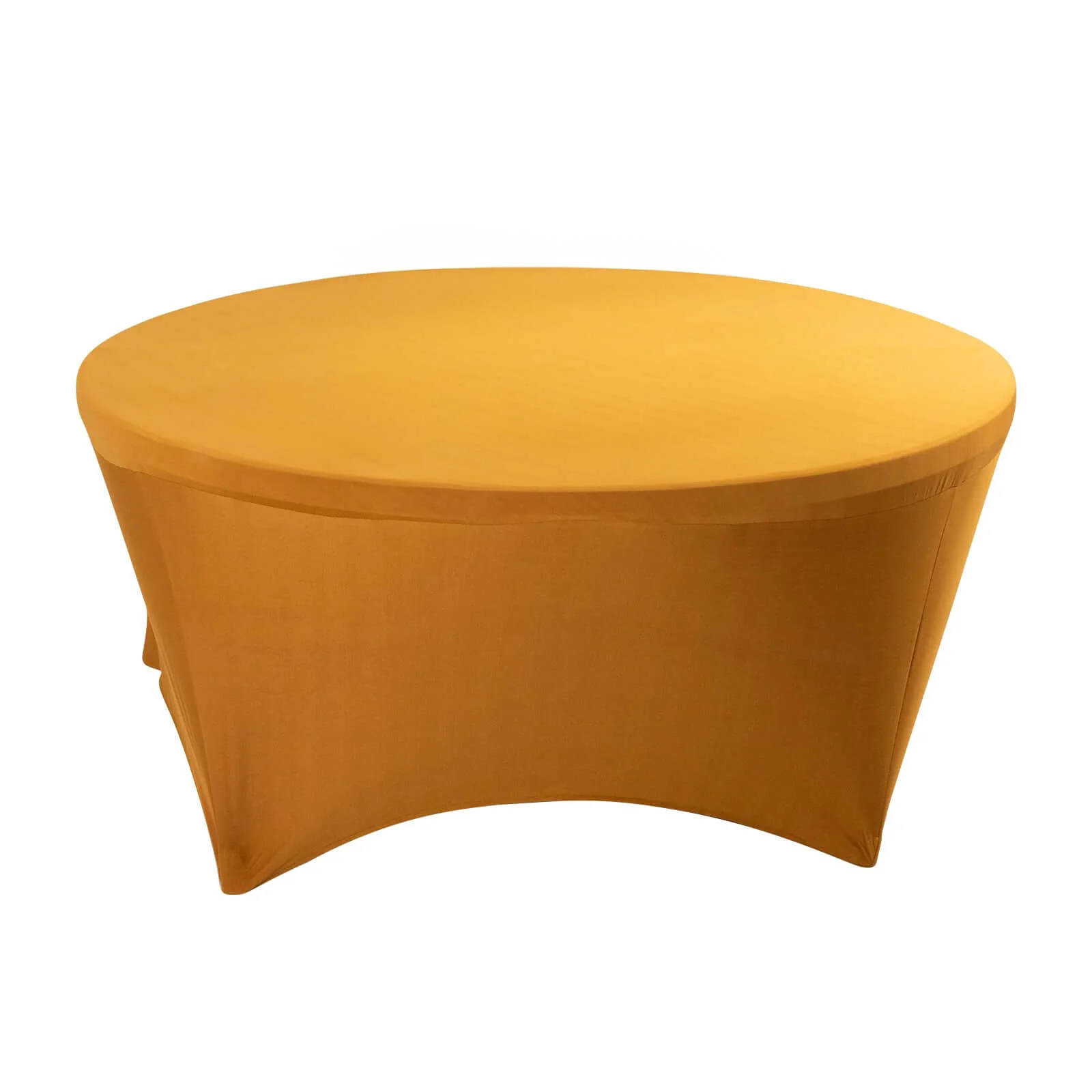 Stretch Spandex Round Tablecloth 6ft Gold - Easy to Maintain Form-Fitting Table Cover - Image 4